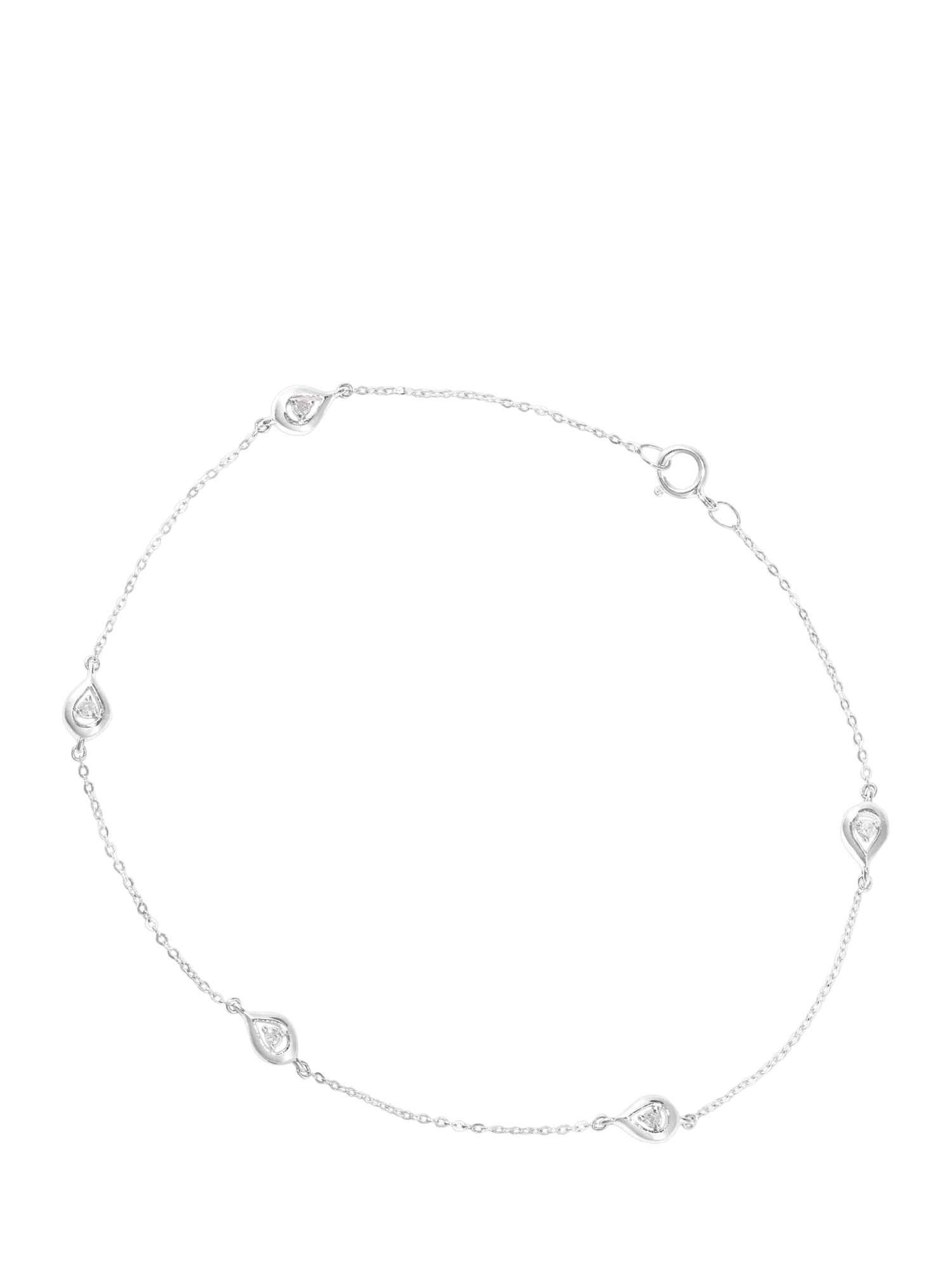 Mogul 9ct white gold diamond teardrop station bracelet - British product