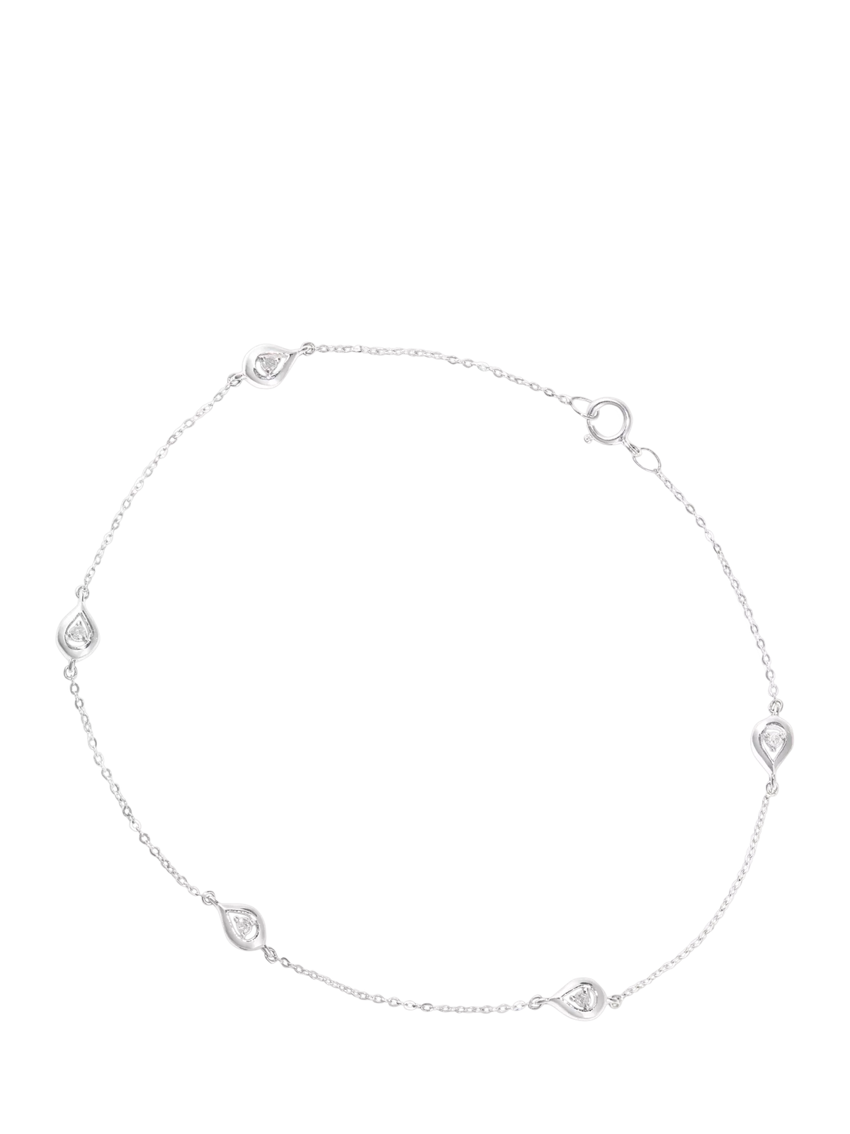 Mogul 9ct white gold diamond teardrop station bracelet - British product
