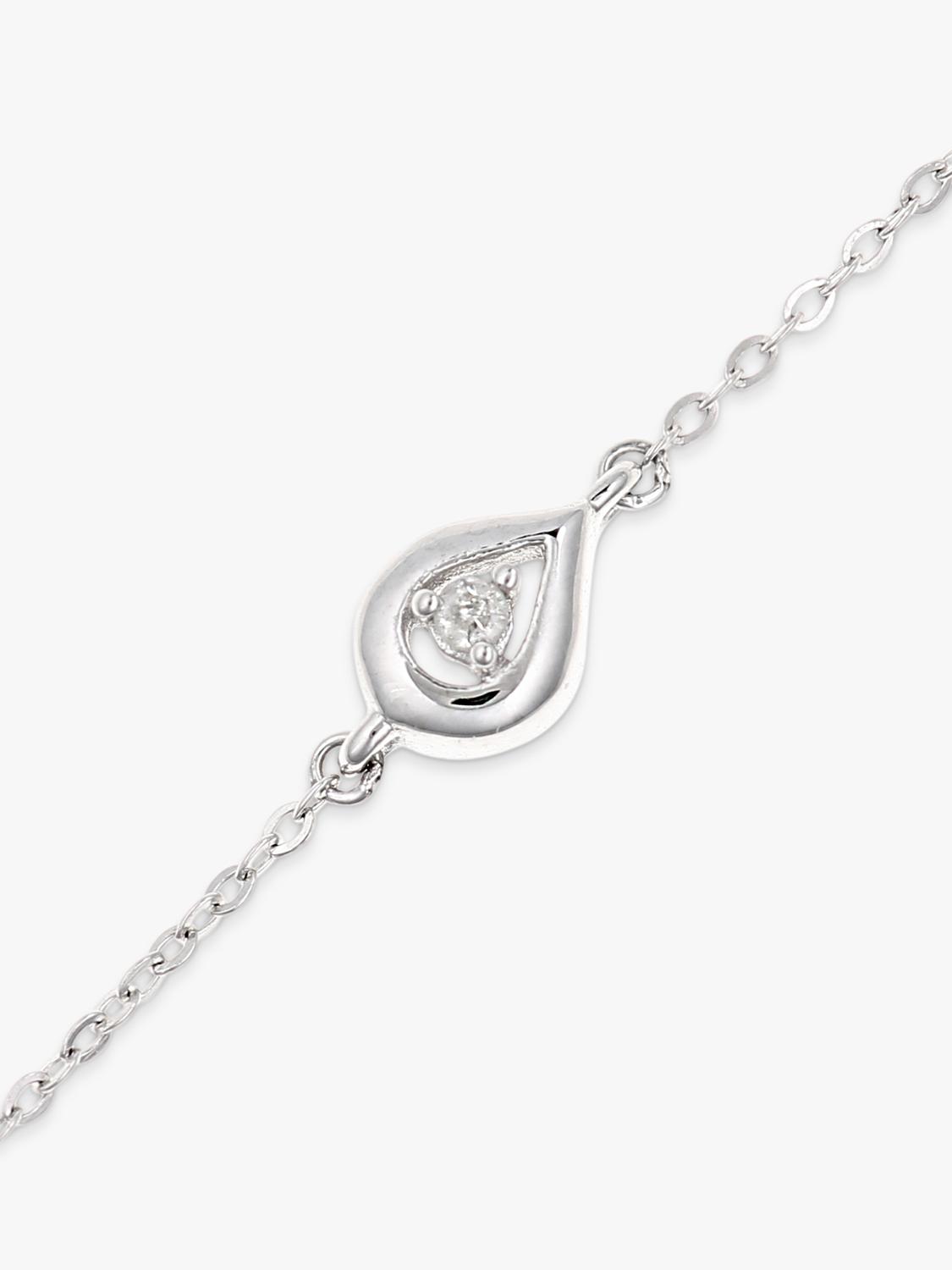 Mogul 9ct white gold diamond teardrop station bracelet - British product