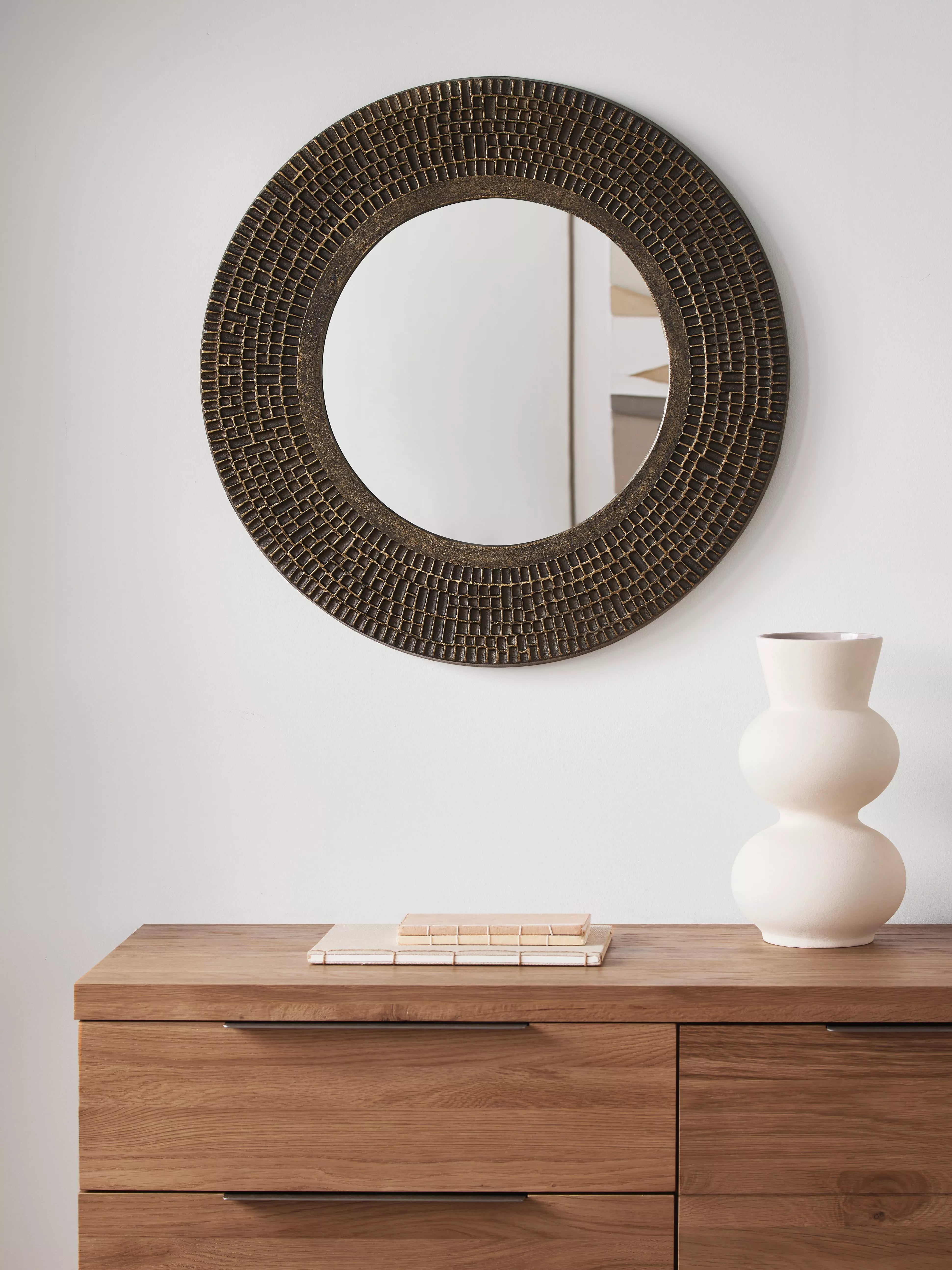 John Lewis Autumn Fusion round wall mirror 65cm antique brass - British product