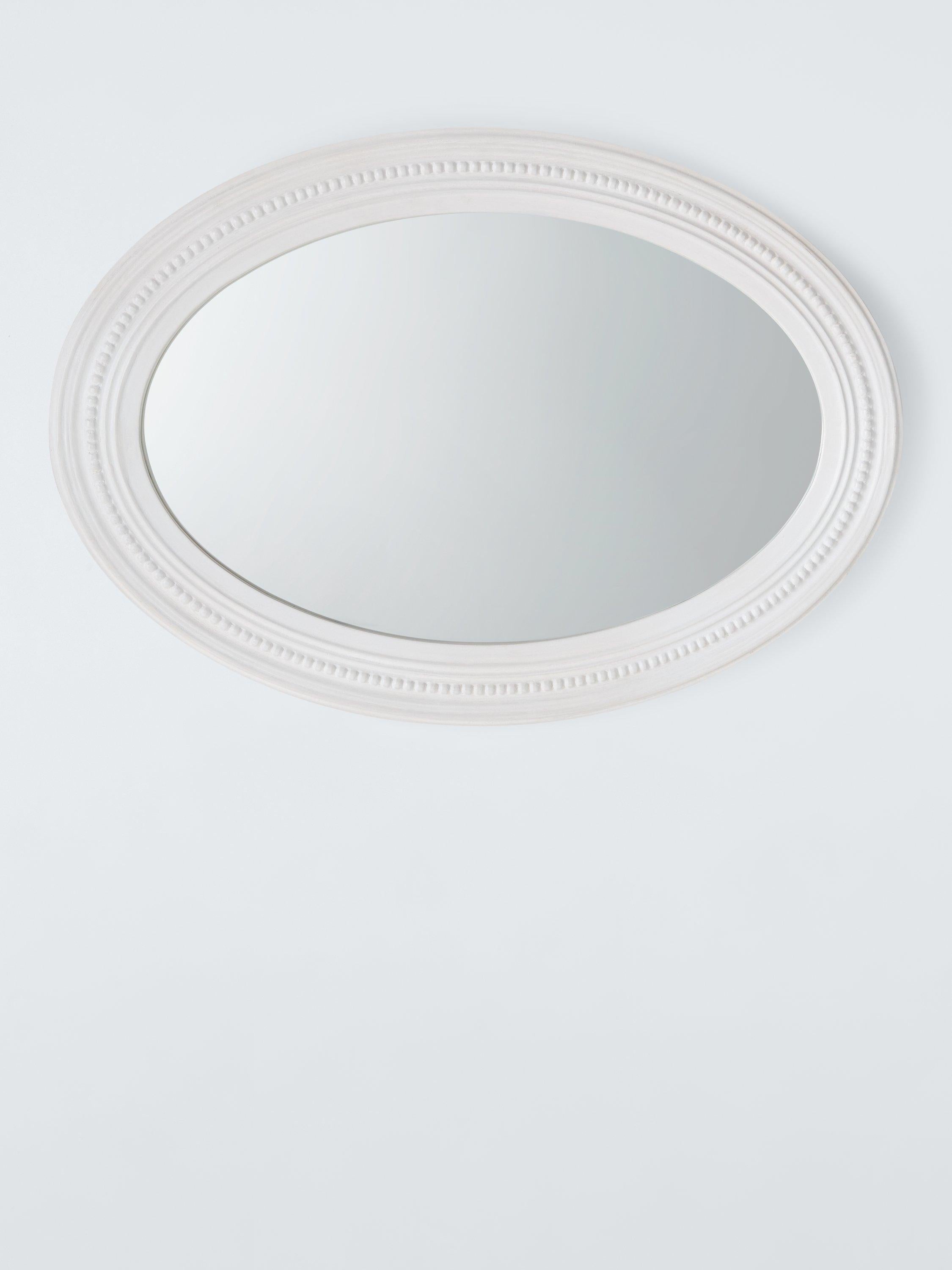 John Lewis hand-carved oval wall mirror white wash 70x50cm, UK version