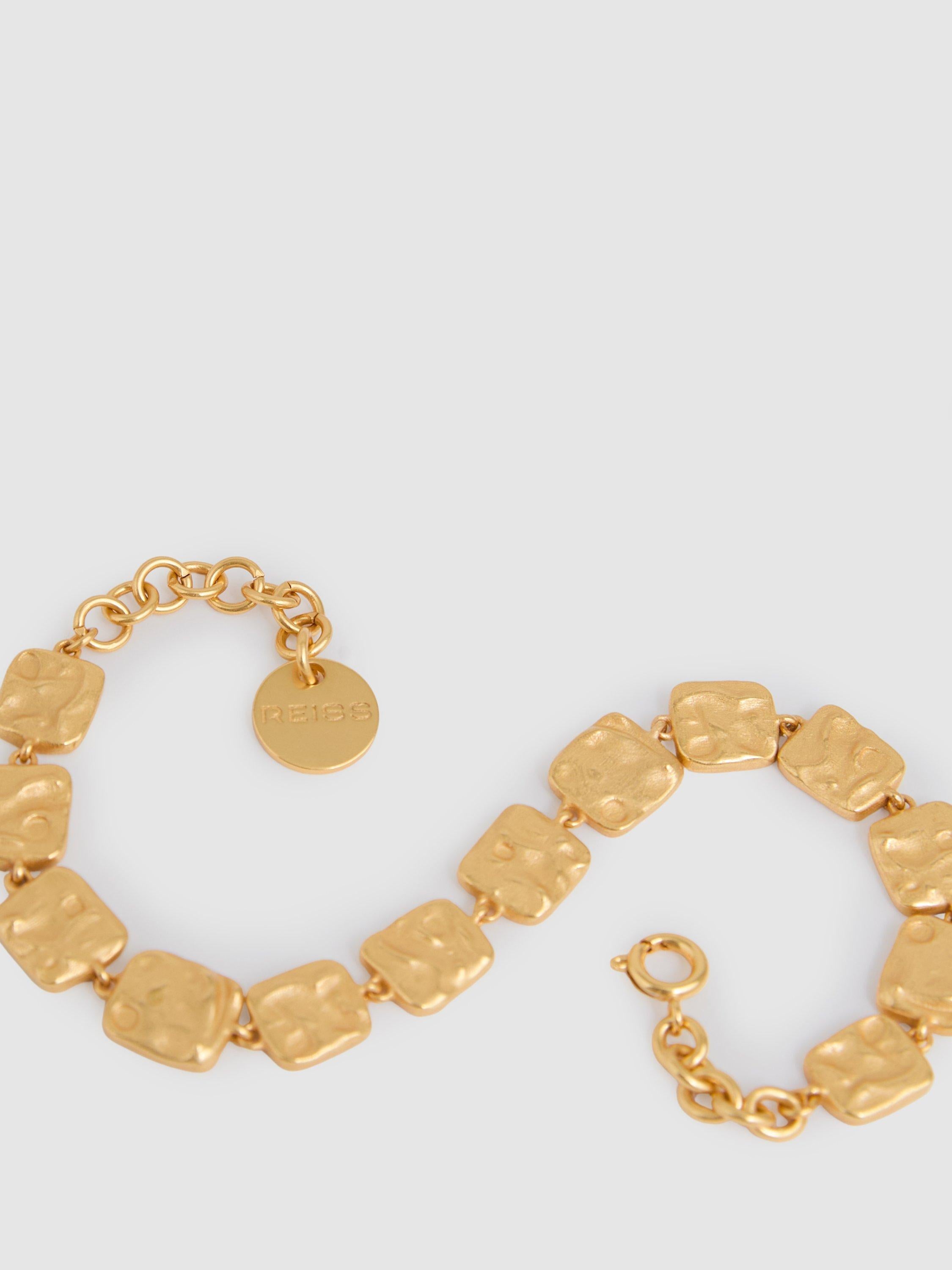 Reiss Millie Molten Square Chain bracelet in gold, UK version