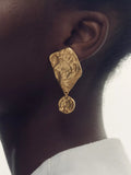 Reiss Mason Molten drop earrings gold large - British product