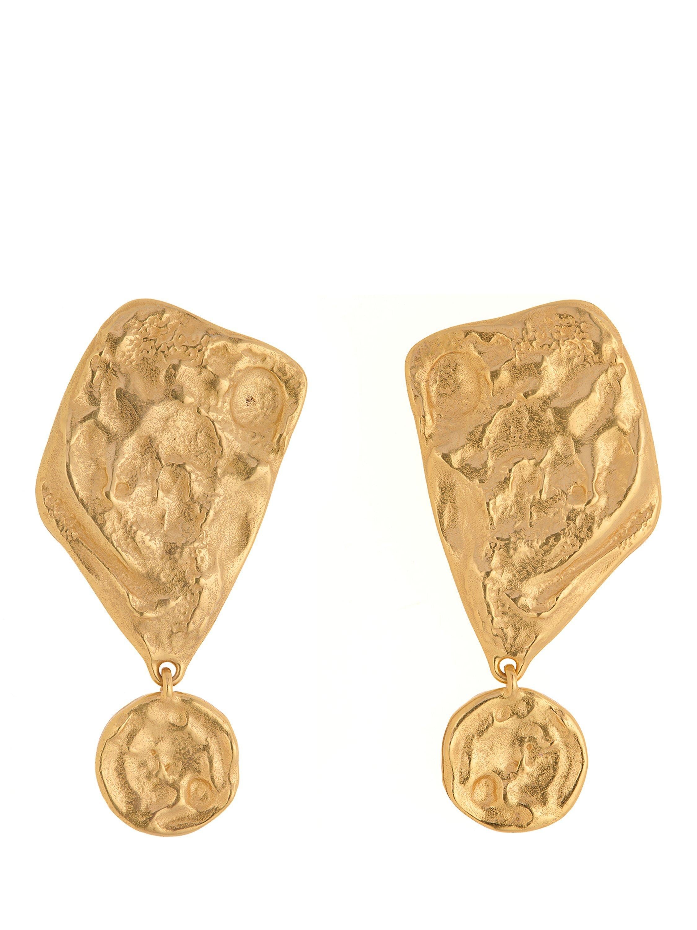 Reiss Mason Molten drop earrings gold large - British product