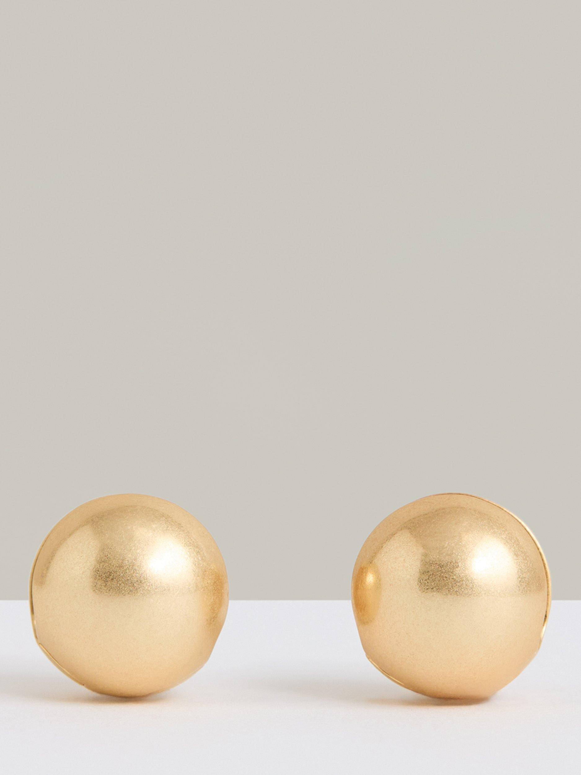 Reiss Pollie polished ball huggie hoop earrings gold tone - British product