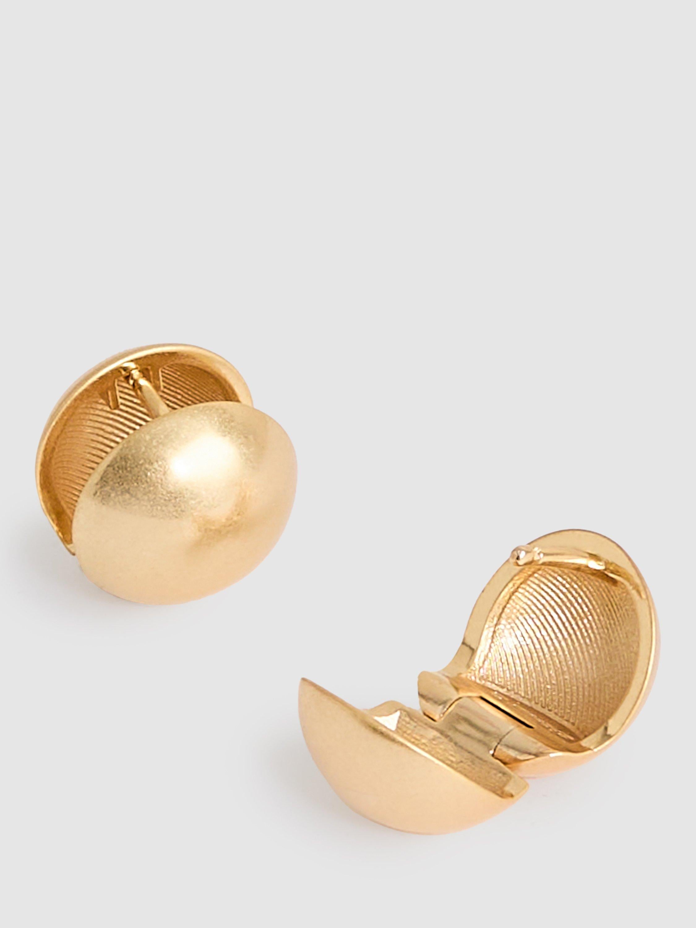 Reiss Pollie polished ball huggie hoop earrings gold tone - British product