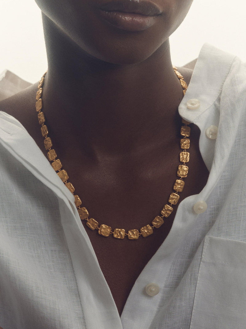 Reiss Mila Molten Square gold necklace, imported from the UK