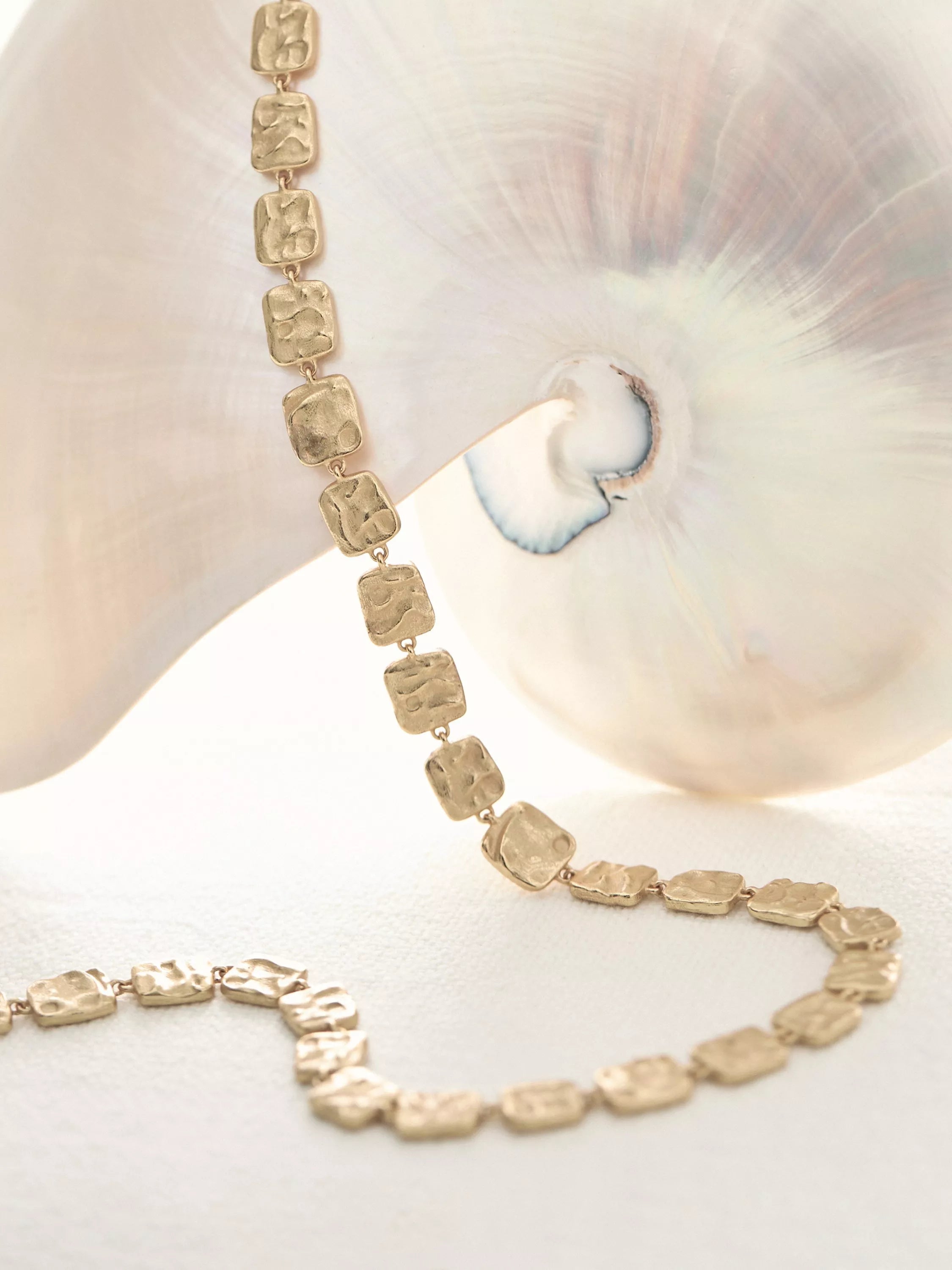 Reiss Mila Molten Square gold necklace, imported from the UK