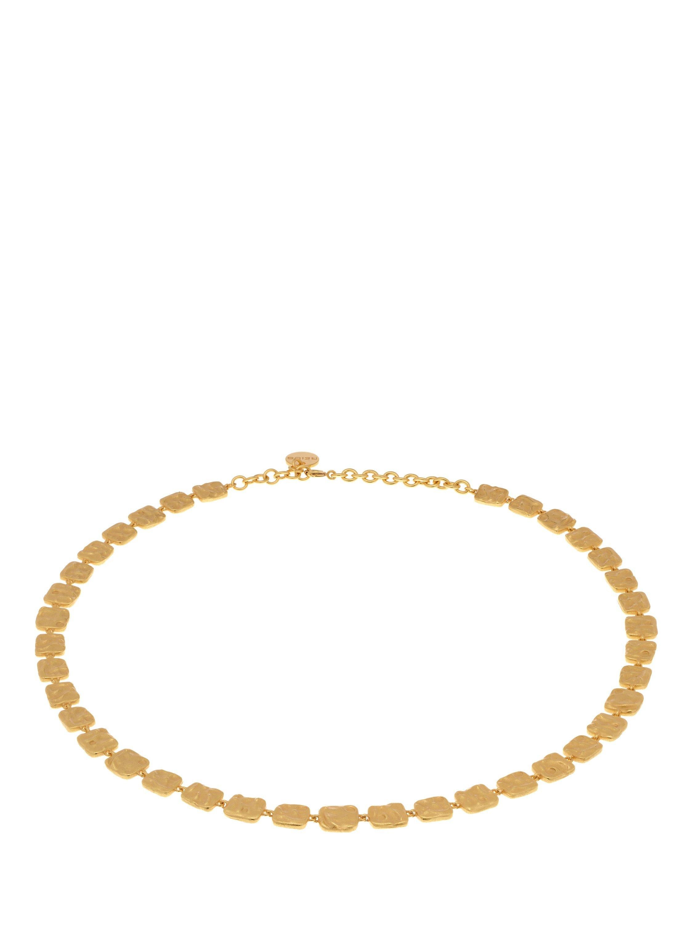 Reiss Mila Molten Square gold necklace, imported from the UK