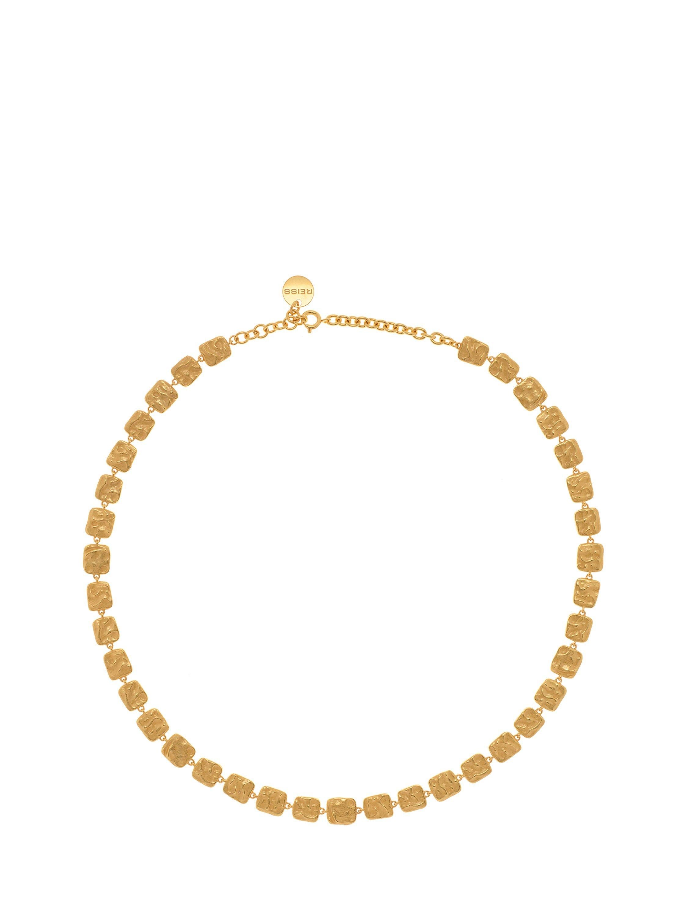 Reiss Mila Molten Square gold necklace, imported from the UK