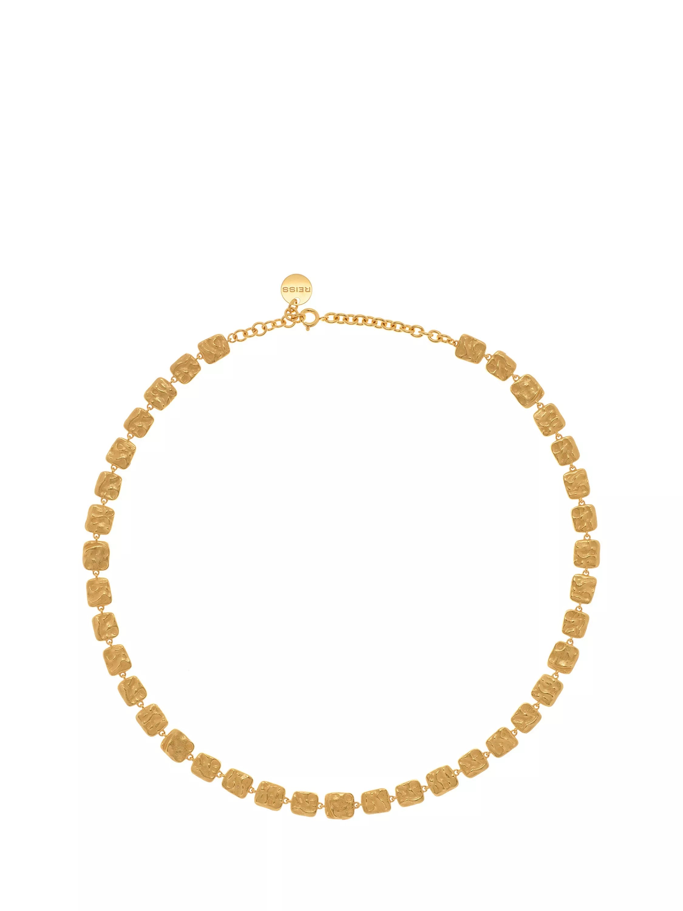 Reiss Mila Molten Square gold necklace, imported from the UK