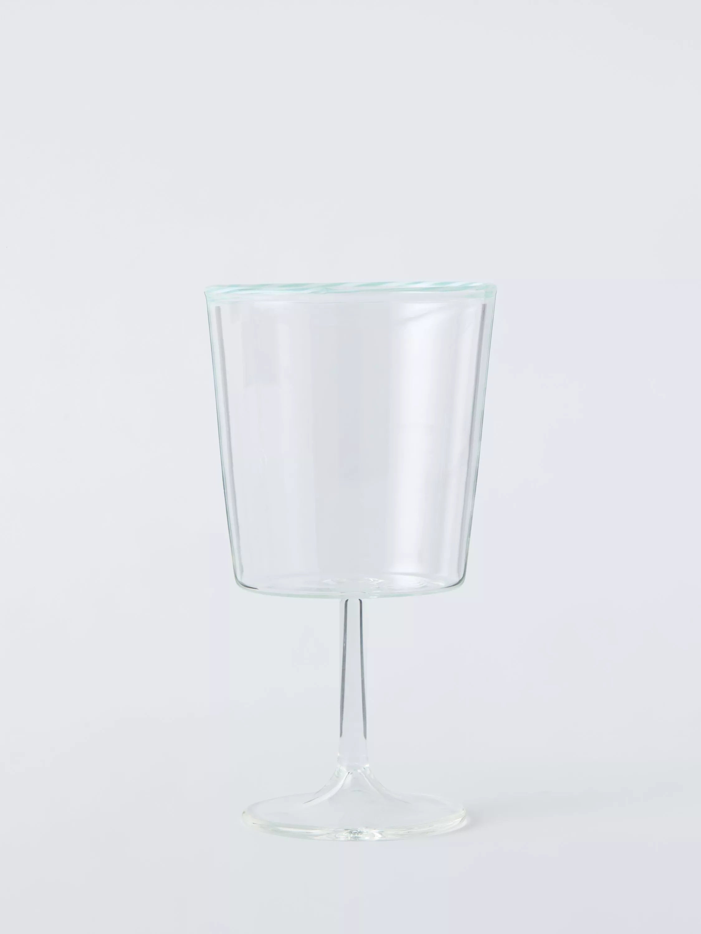 John Lewis stripe rim wine glass 310ml light blue clear, UK version
