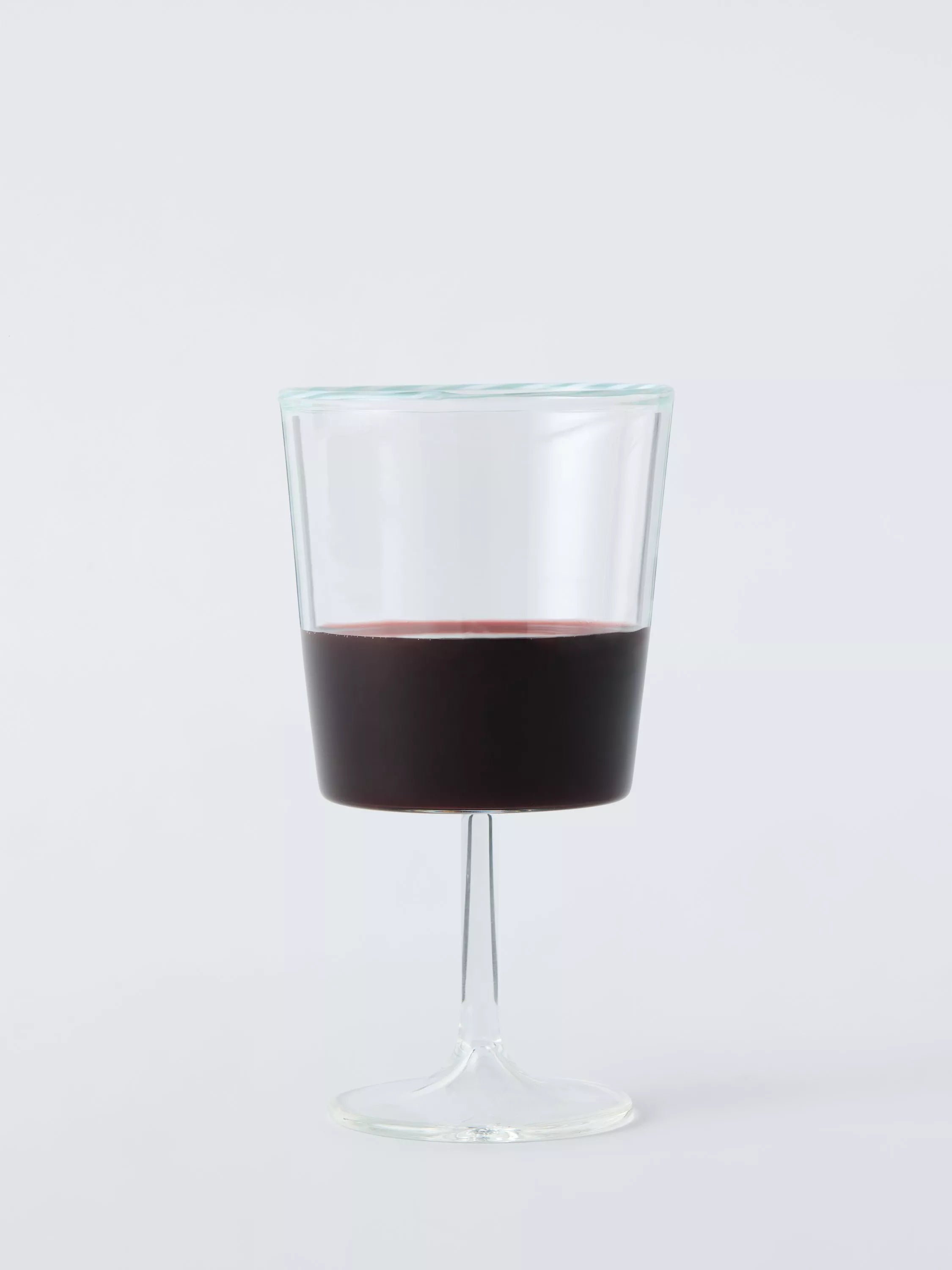 John Lewis stripe rim wine glass 310ml light blue clear, UK version