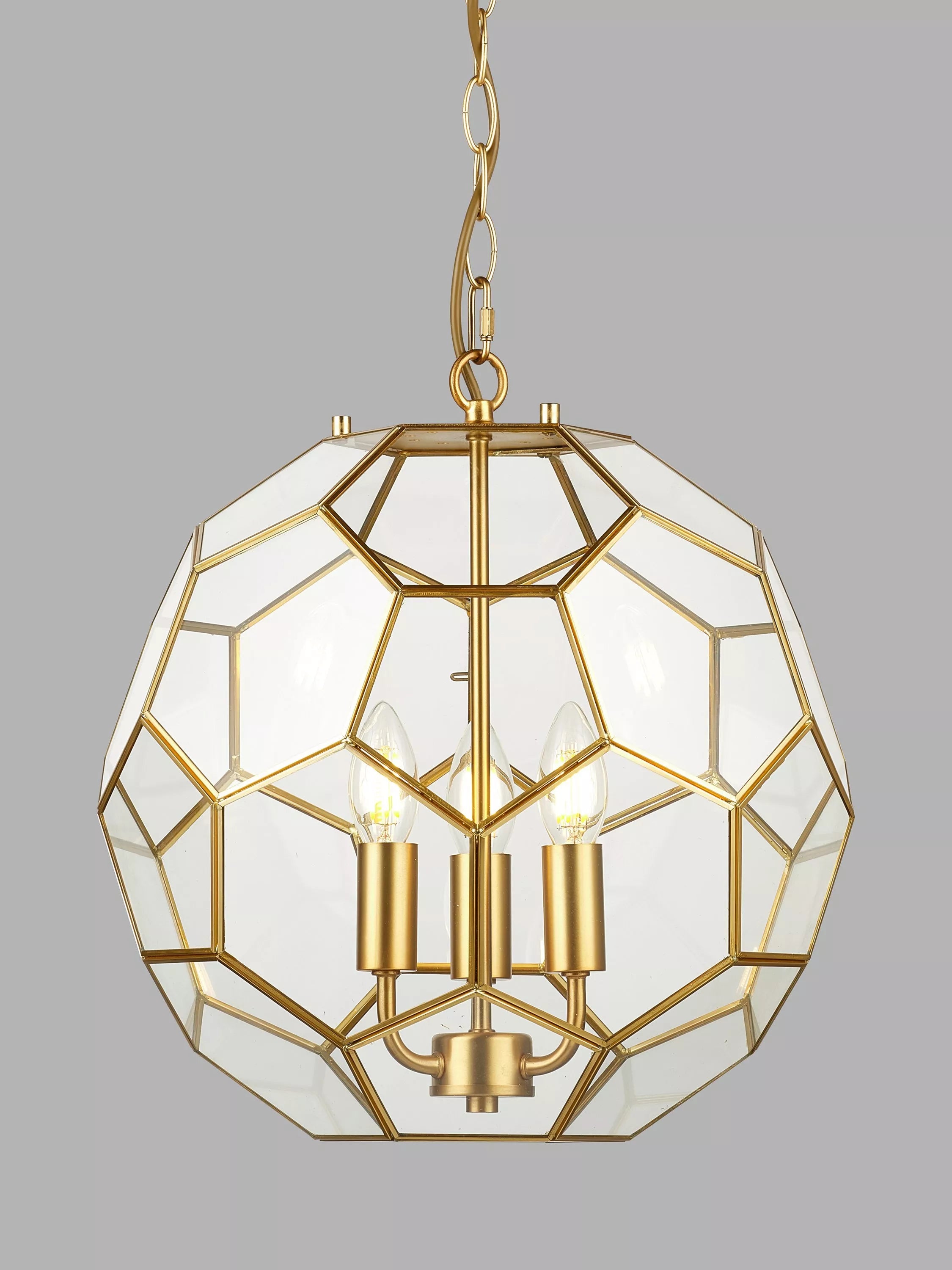 John Lewis geometric glass ball pendant ceiling light gold, UK version