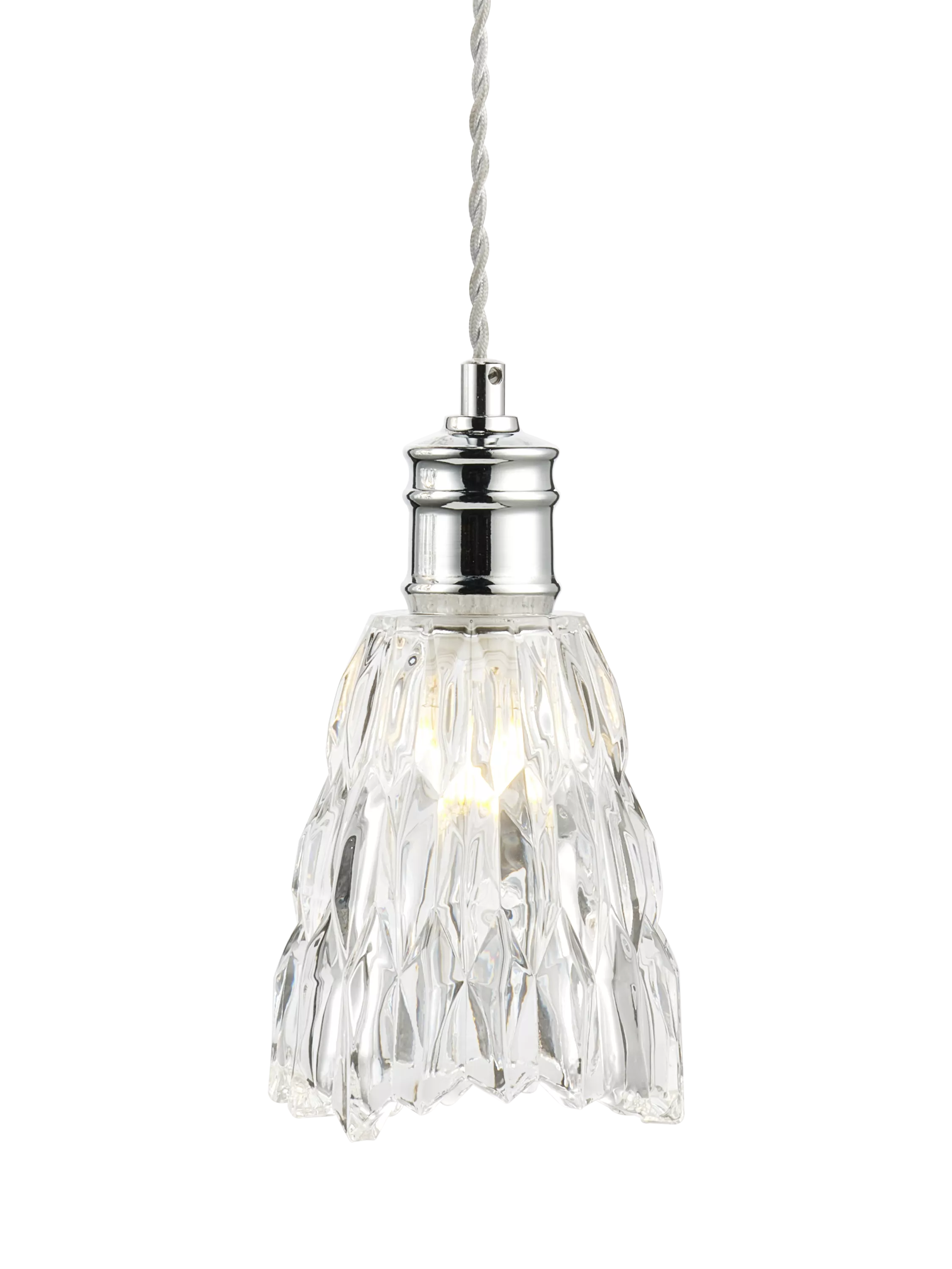 John Lewis Marlow crystal glass ceiling shade chrome 15x12.5cm (British brand)