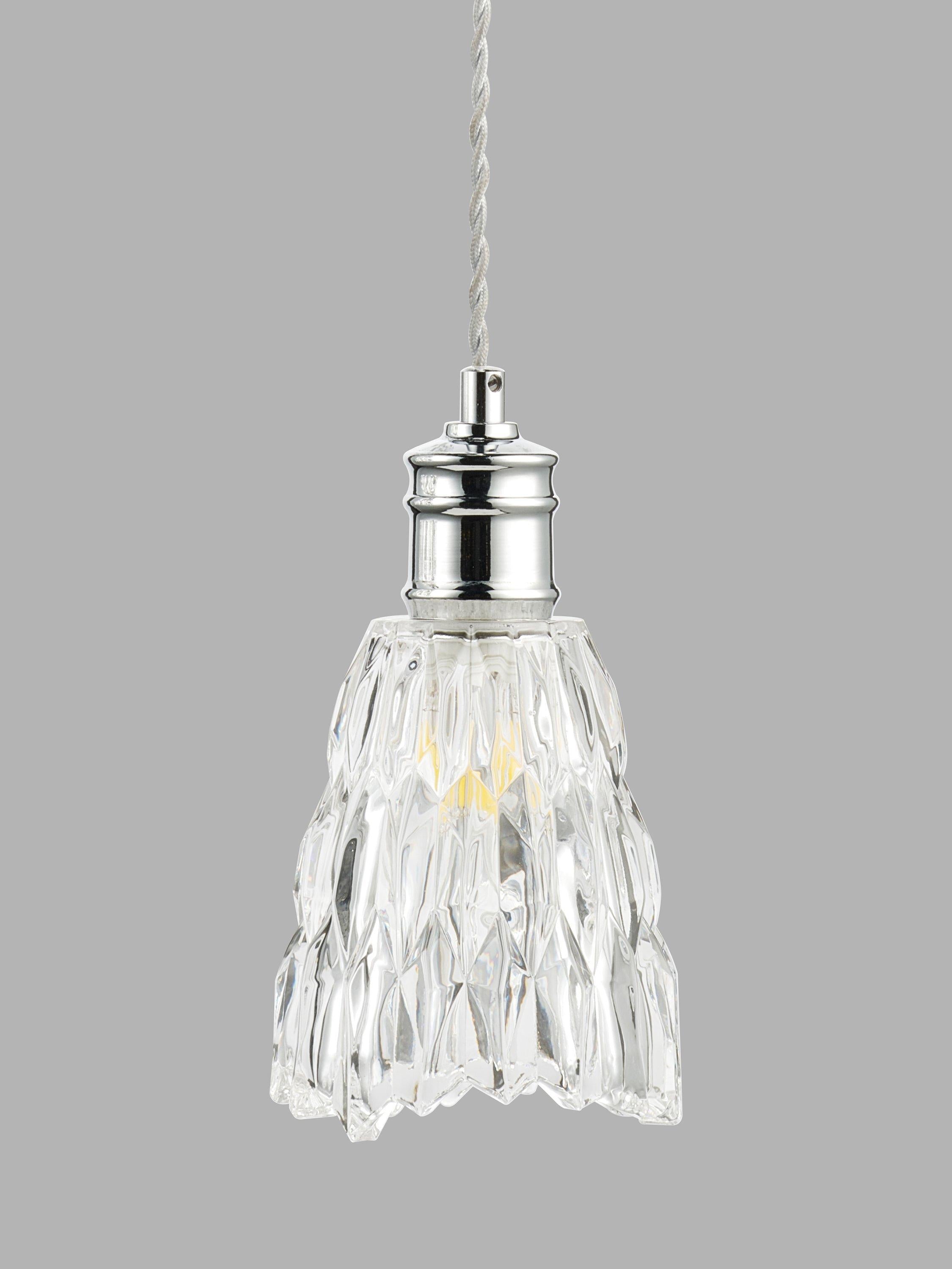 John Lewis Marlow crystal glass ceiling shade chrome 15x12.5cm (British brand)