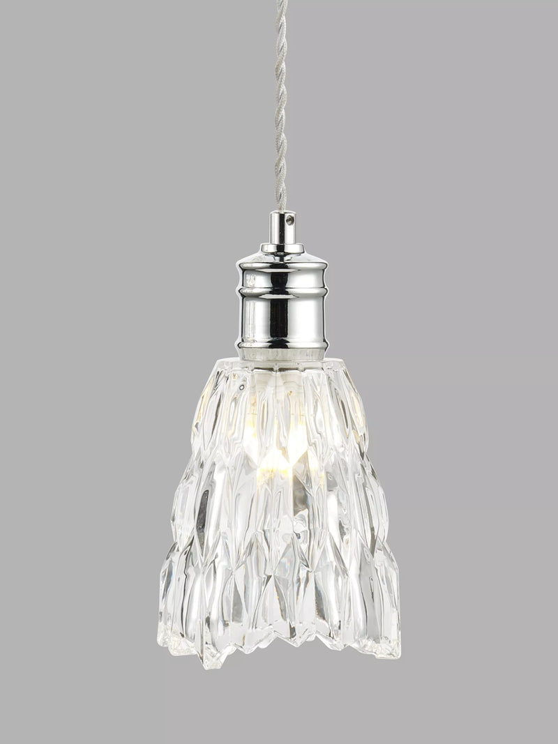 John Lewis Marlow crystal glass ceiling shade chrome 15x12.5cm (British brand)