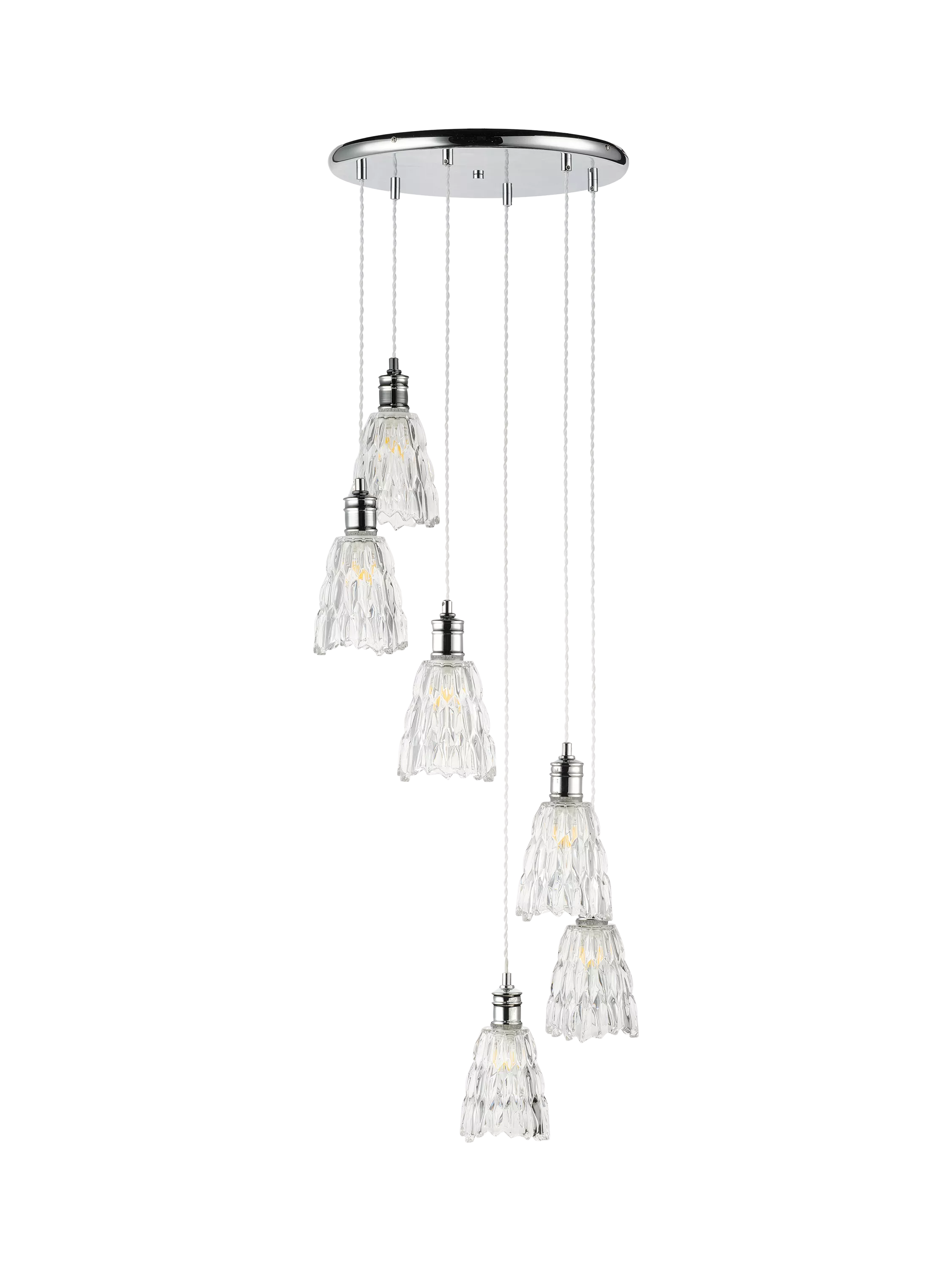 John Lewis Marlow crystal glass pendant cluster chrome finish, imported from the UK