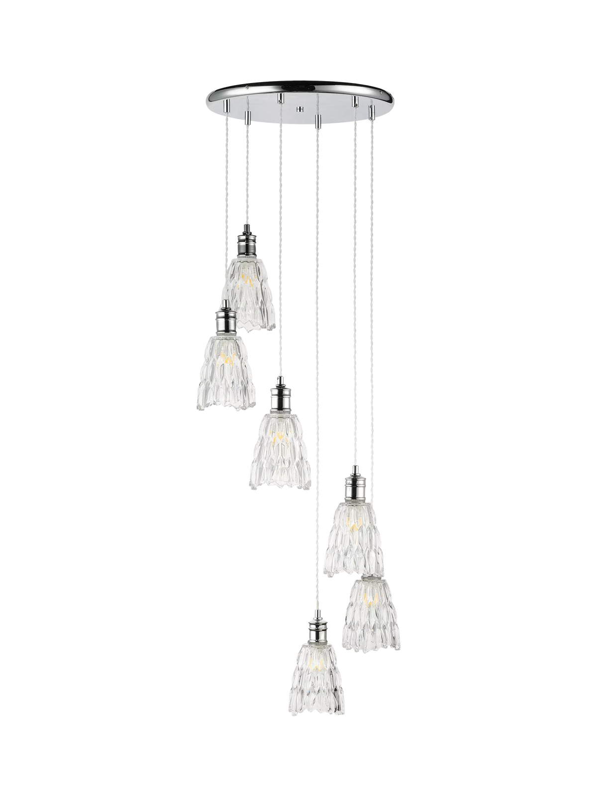 John Lewis Marlow crystal glass pendant cluster chrome finish, imported from the UK