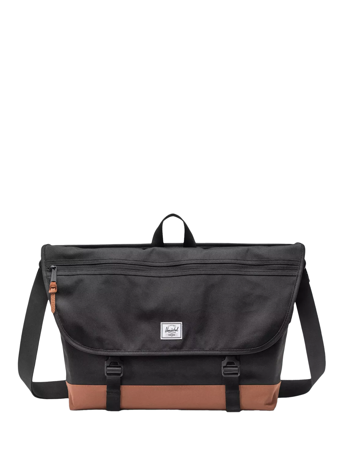 Herschel Supply Co. Cove Messenger Bag in Black and Saddle Brown - British product