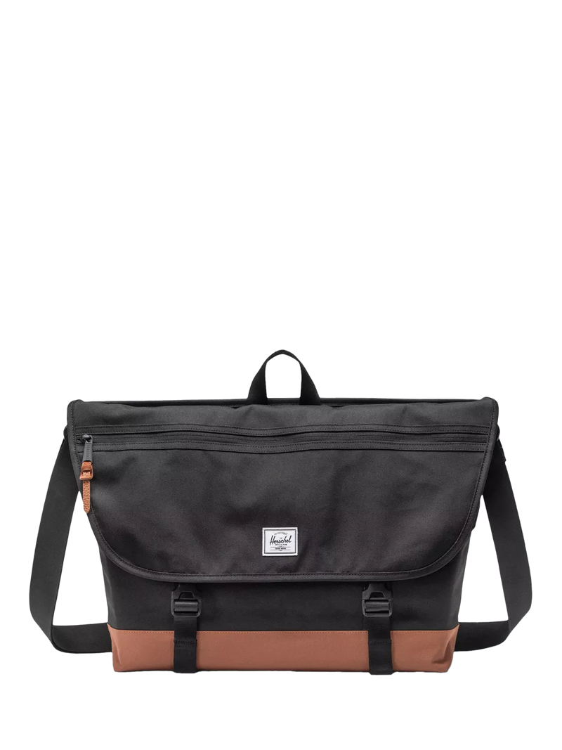 Herschel Supply Co. Cove Messenger Bag in Black and Saddle Brown - British product