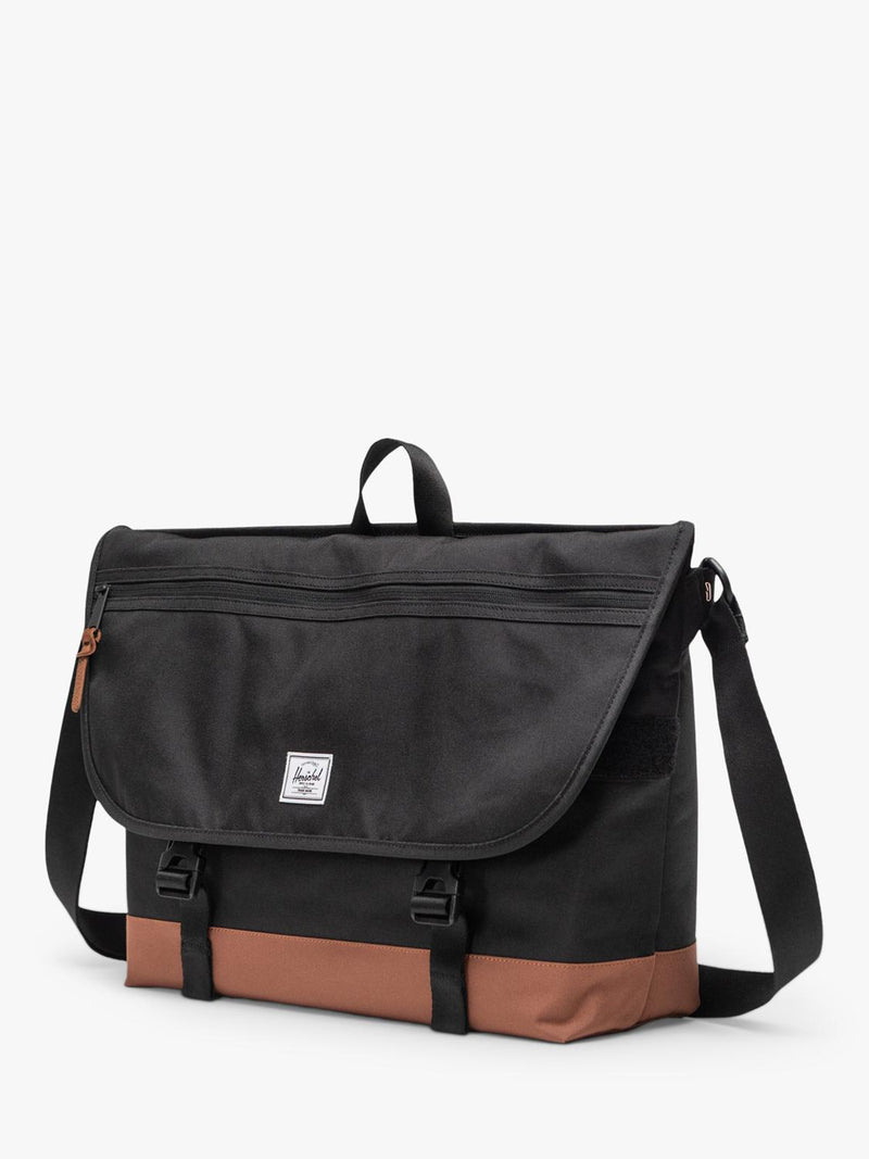 Herschel Supply Co. Cove Messenger Bag in Black and Saddle Brown - British product