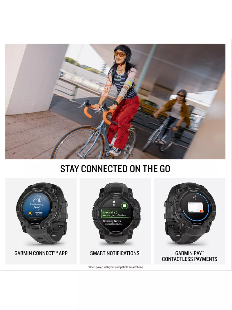Garmin Instinct 3 50mm smartwatch black bezel charcoal band - British product