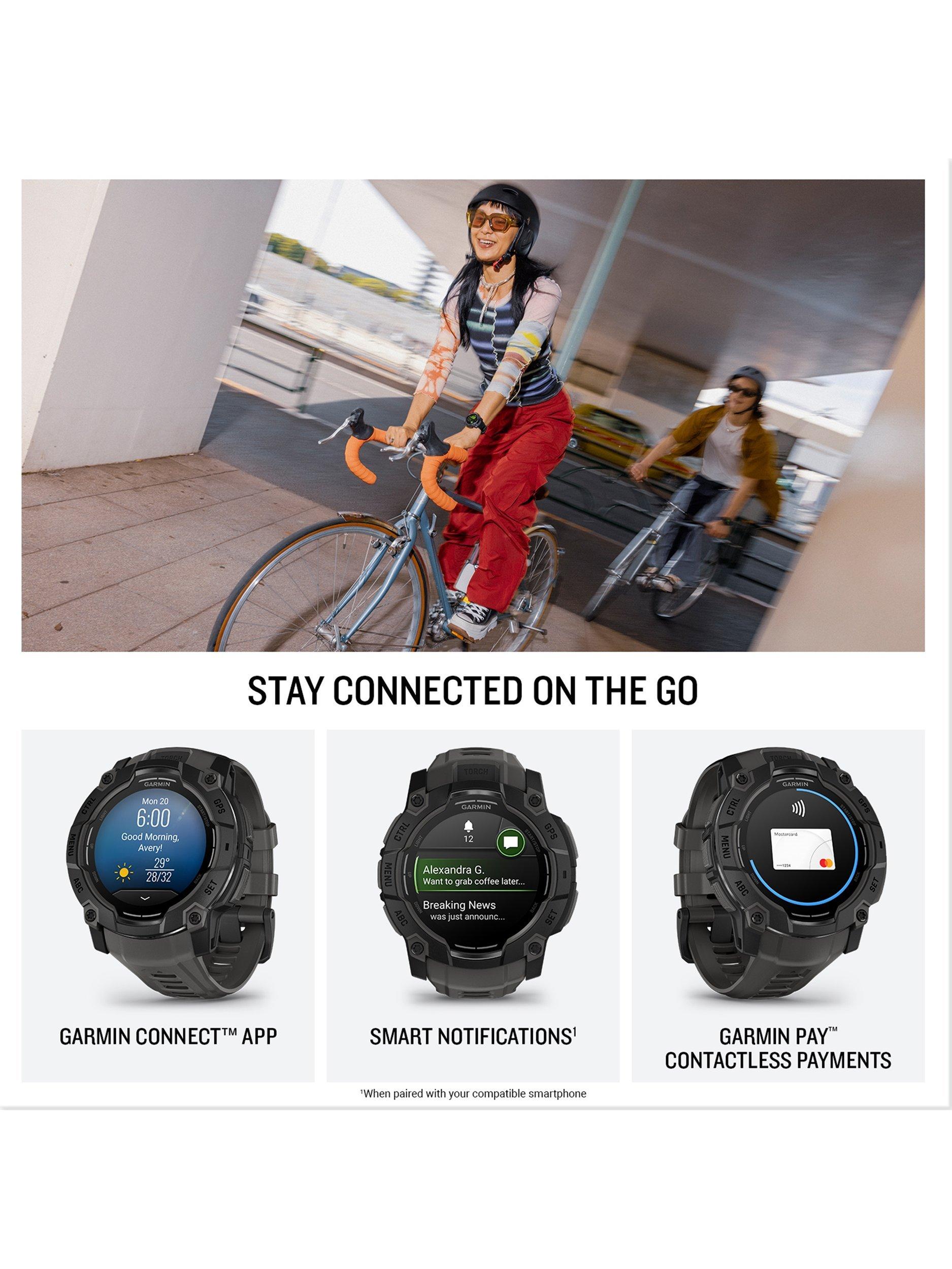 Garmin Instinct 3 50mm smartwatch black bezel charcoal band - British product