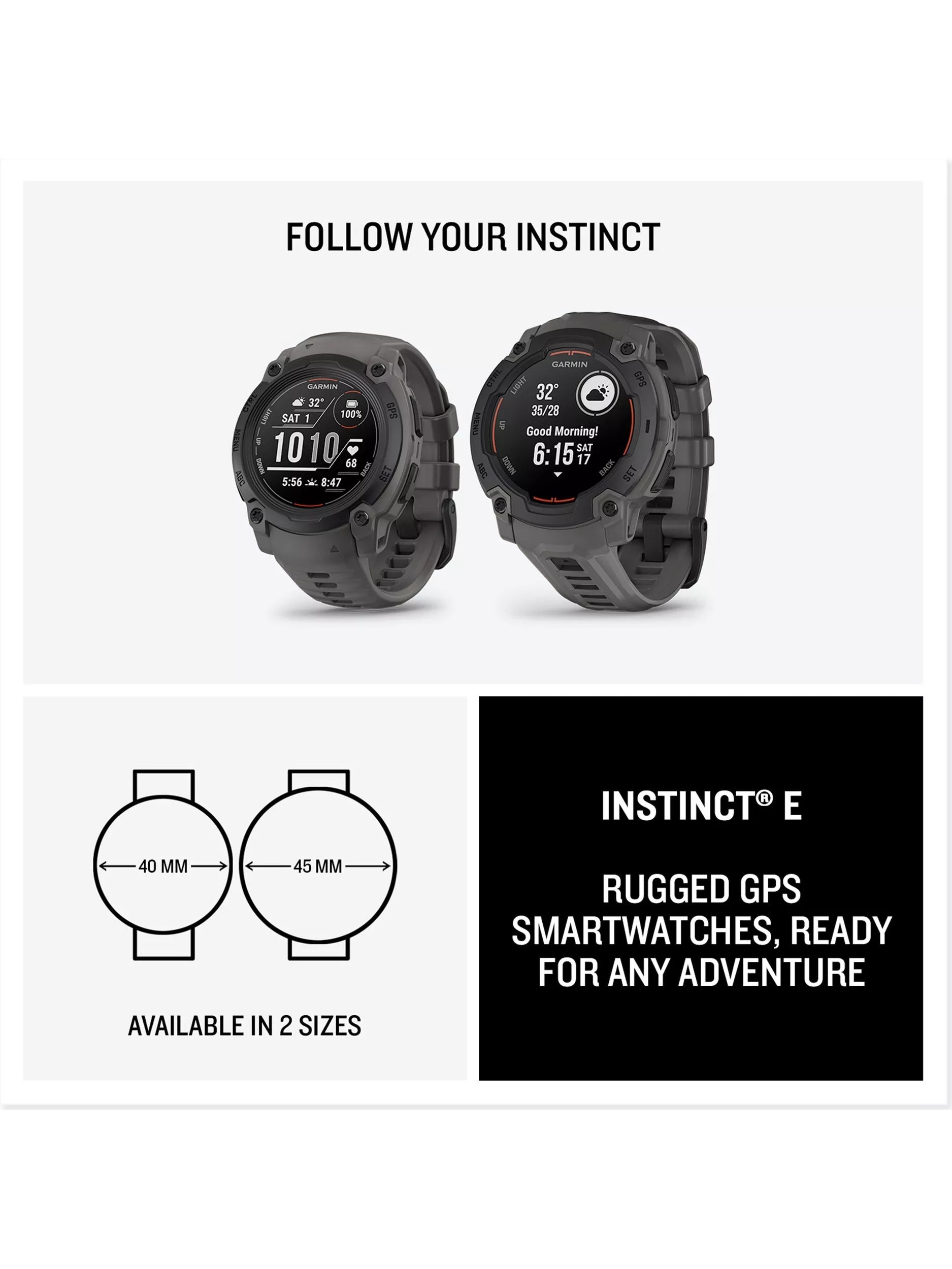 Garmin rugged GPS smartwatch Black/Charcoal 40mm, imported from the UK