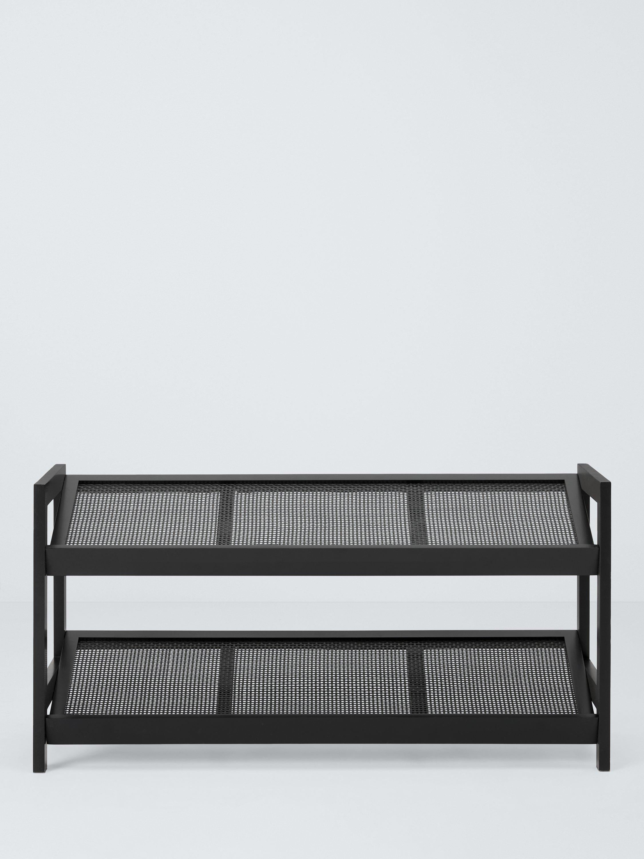 John Lewis poly rattan and bamboo 2 tier shoe rack black (British brand)