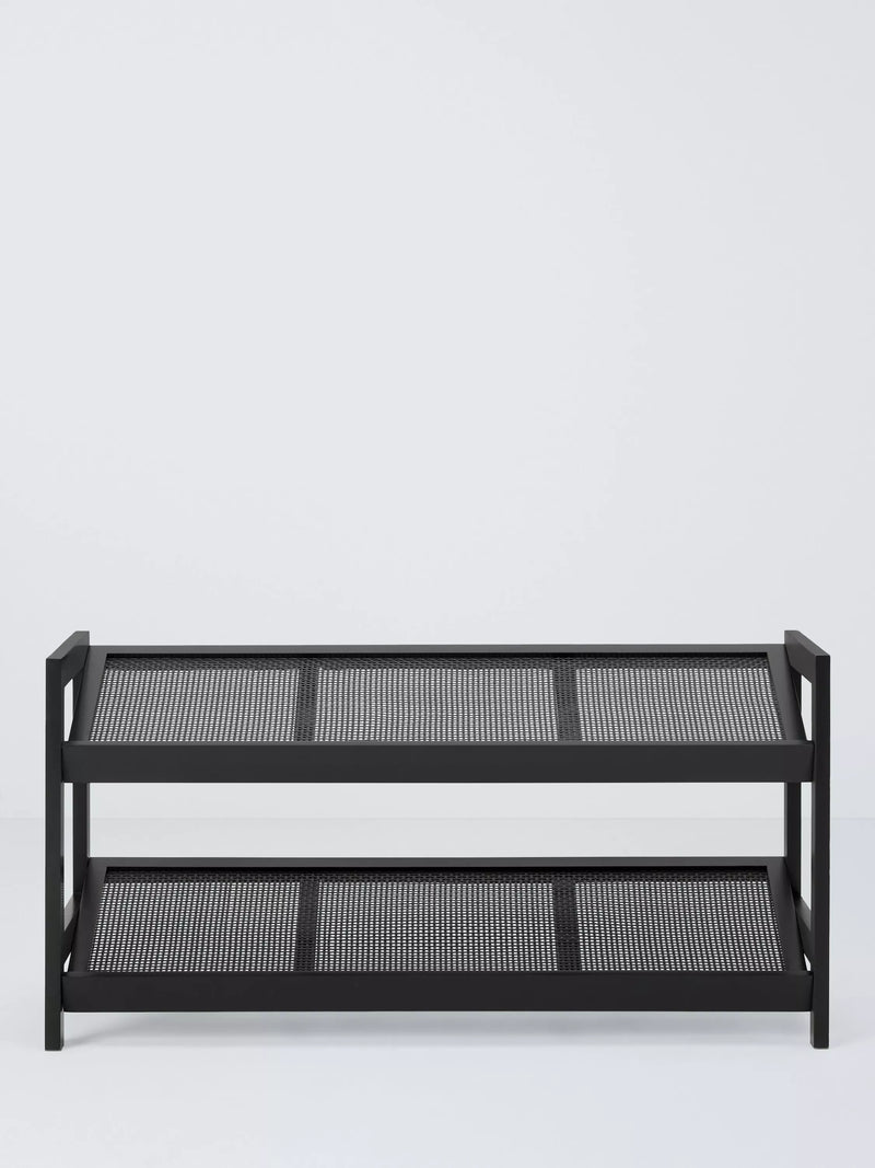 John Lewis poly rattan and bamboo 2 tier shoe rack black (British brand)