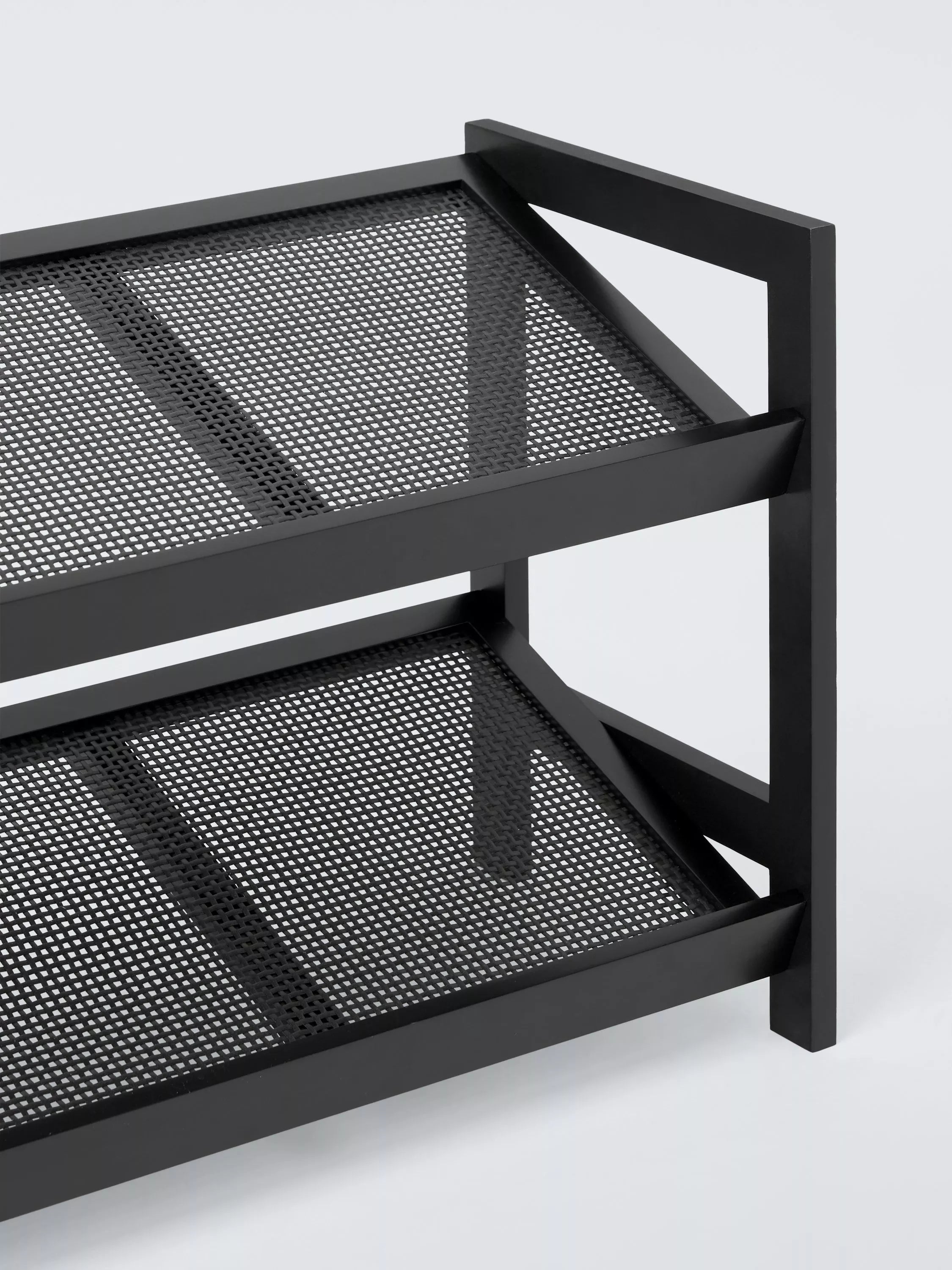 John Lewis poly rattan and bamboo 2 tier shoe rack black (British brand)