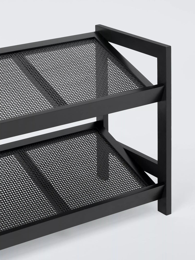 John Lewis poly rattan and bamboo 2 tier shoe rack black (British brand)
