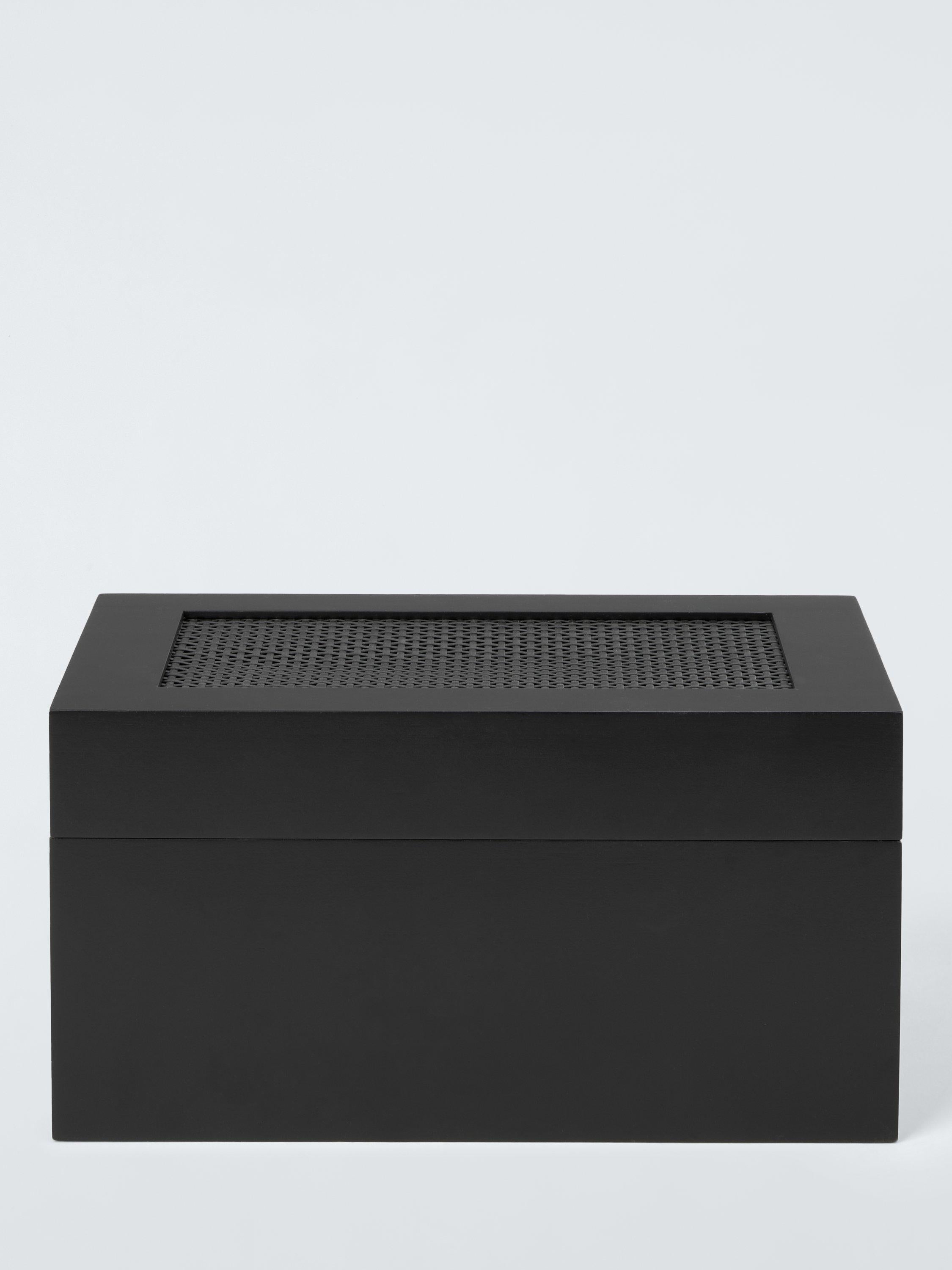 John Lewis black bamboo and rattan storage box, imported from the UK