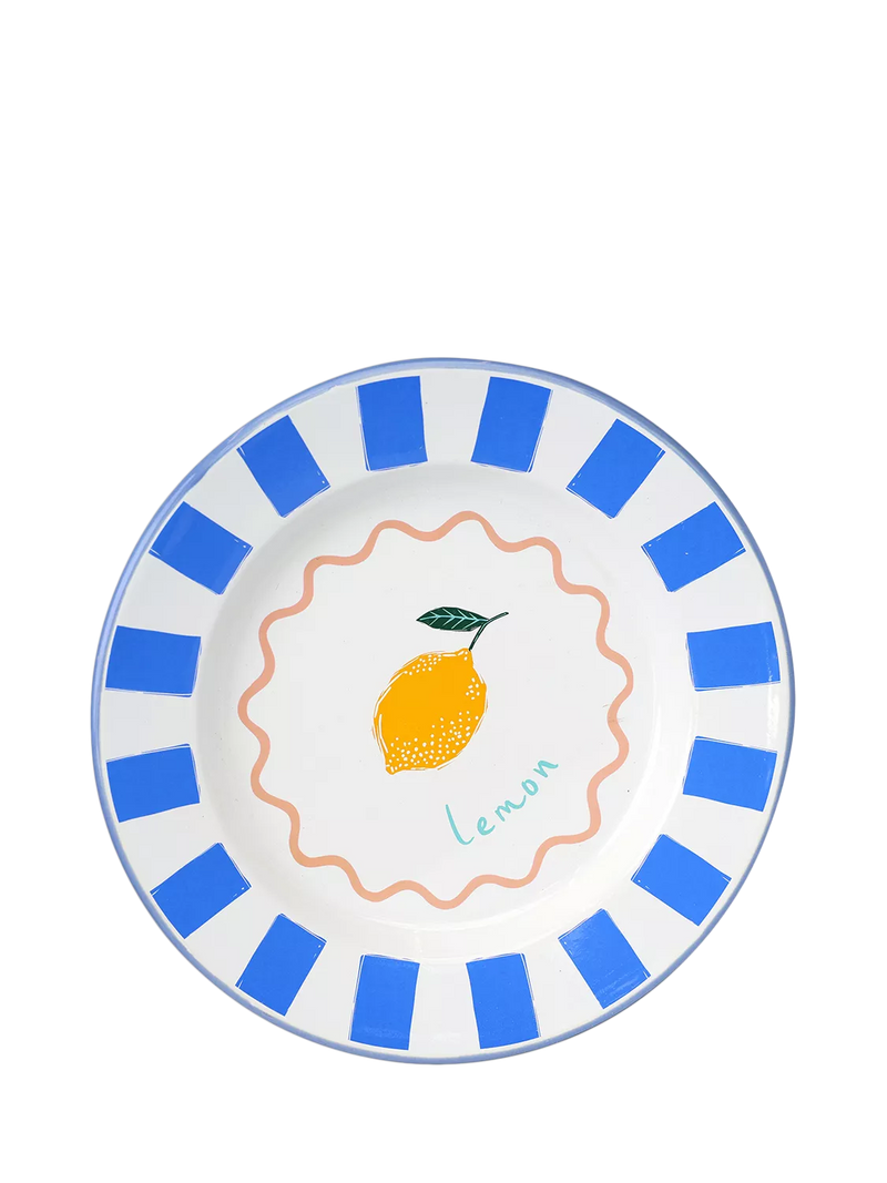 Talking Tables lemon enamel plate 25cm, UK version