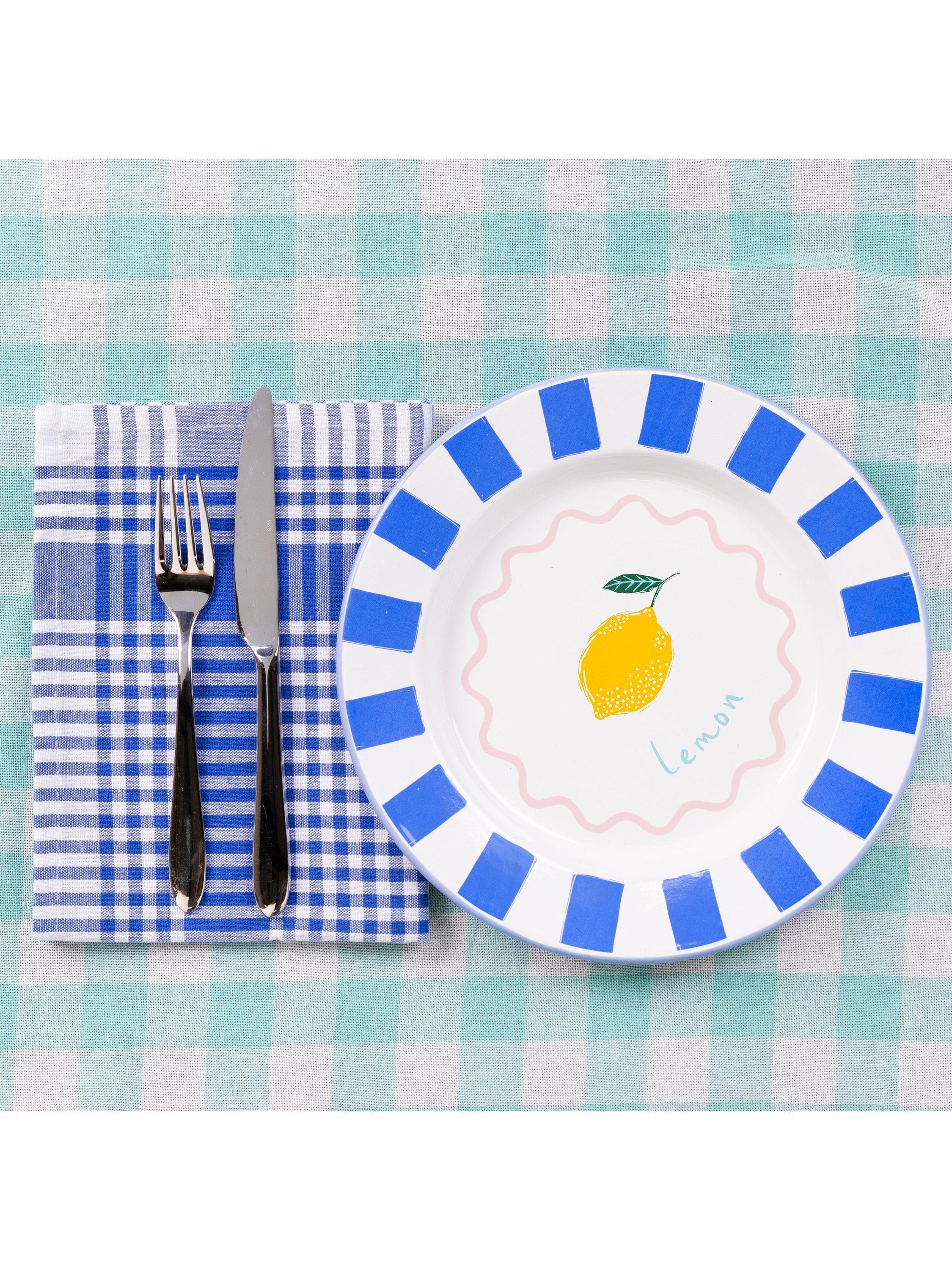Talking Tables lemon enamel plate 25cm, UK version
