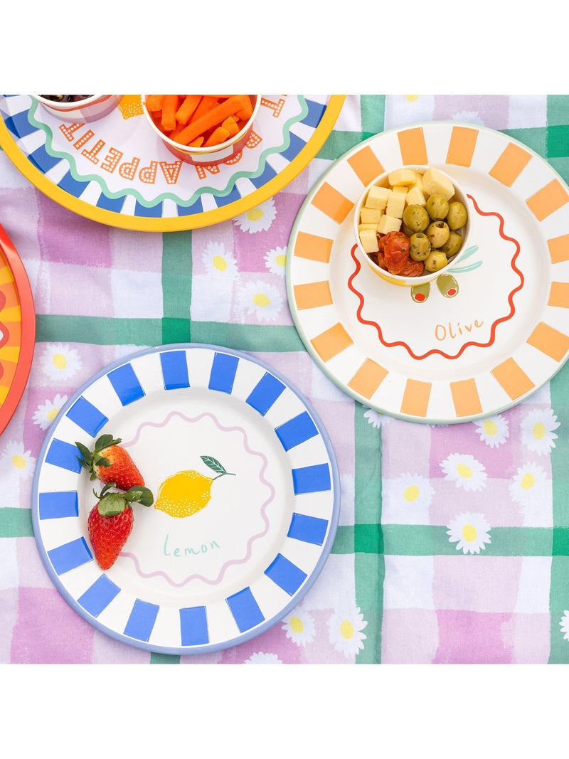 Talking Tables lemon enamel plate 25cm, UK version