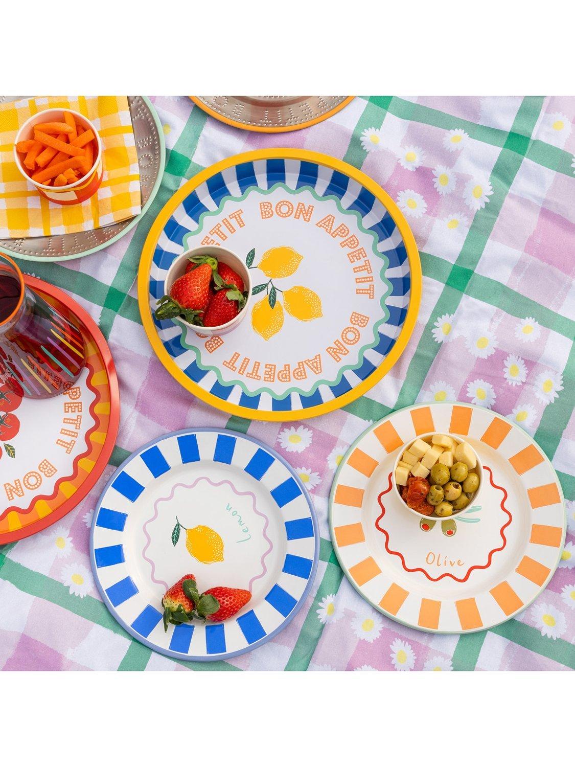 Talking Tables lemon enamel plate 25cm, UK version