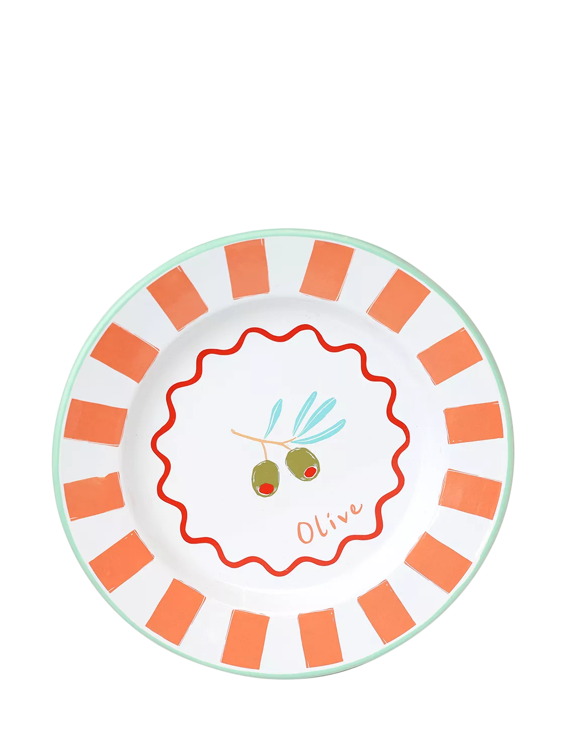 Talking Tables Bon Appetit olive enamel plate 25cm, UK version