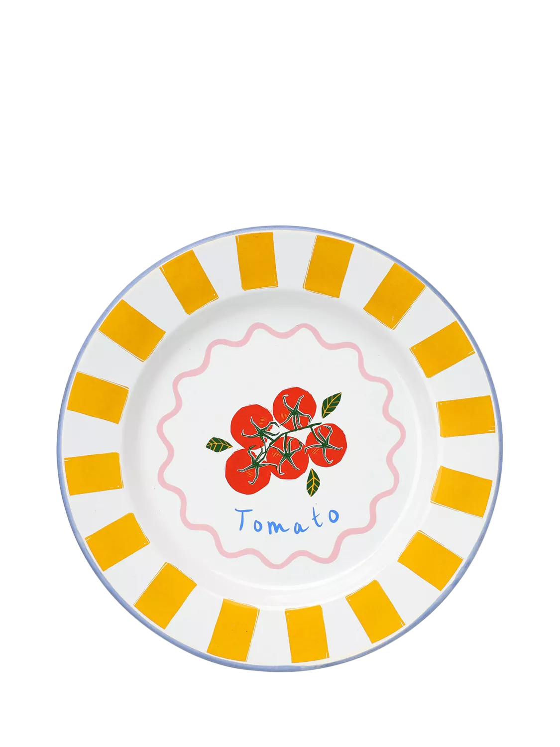 Talking Tables tomato enamel plate 25cm, UK version