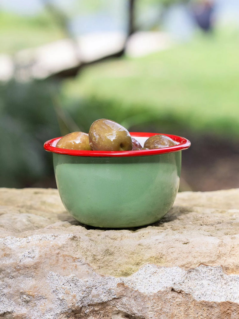 Talking Tables green olive enamel bowl 10cm, UK version