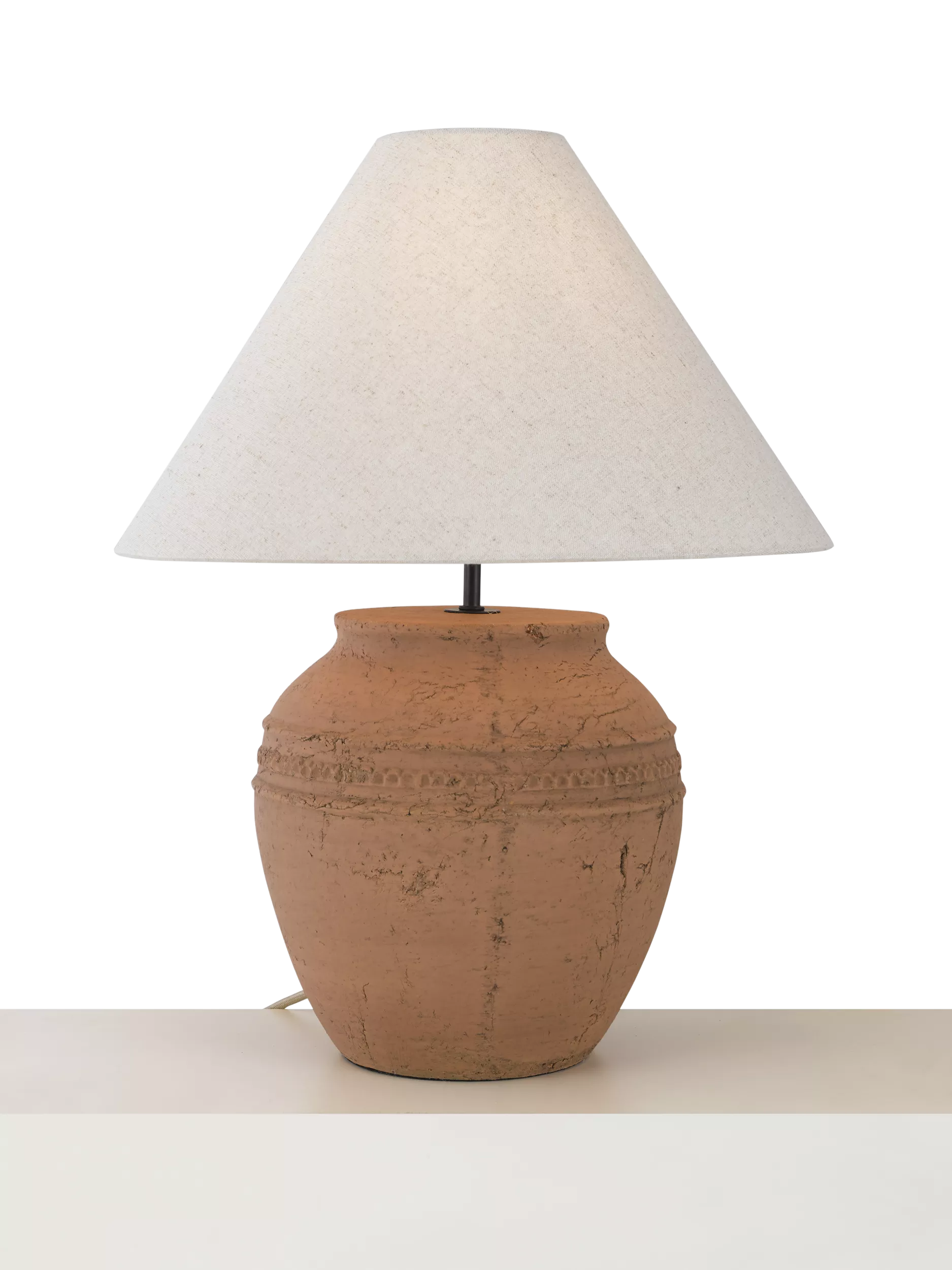 John Lewis Dunstan terracotta table lamp with cream shade - British product
