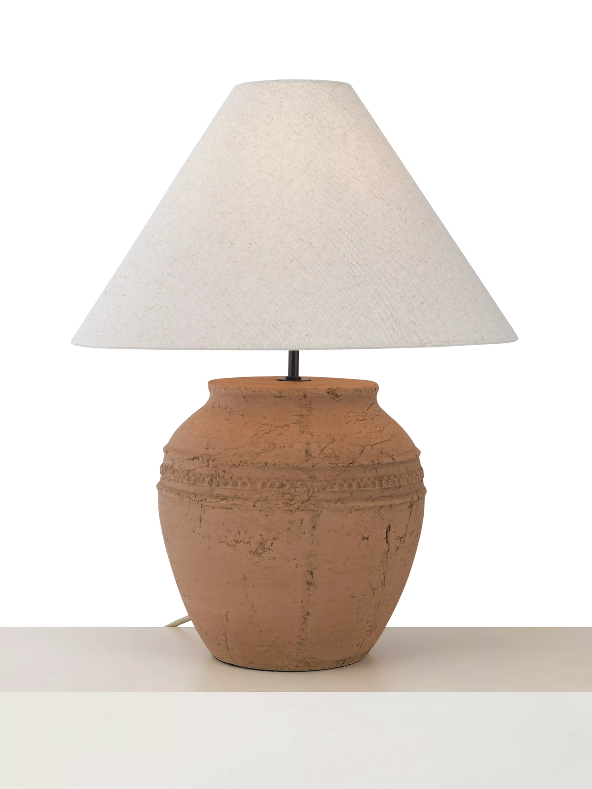 John Lewis Dunstan terracotta table lamp with cream shade - British product