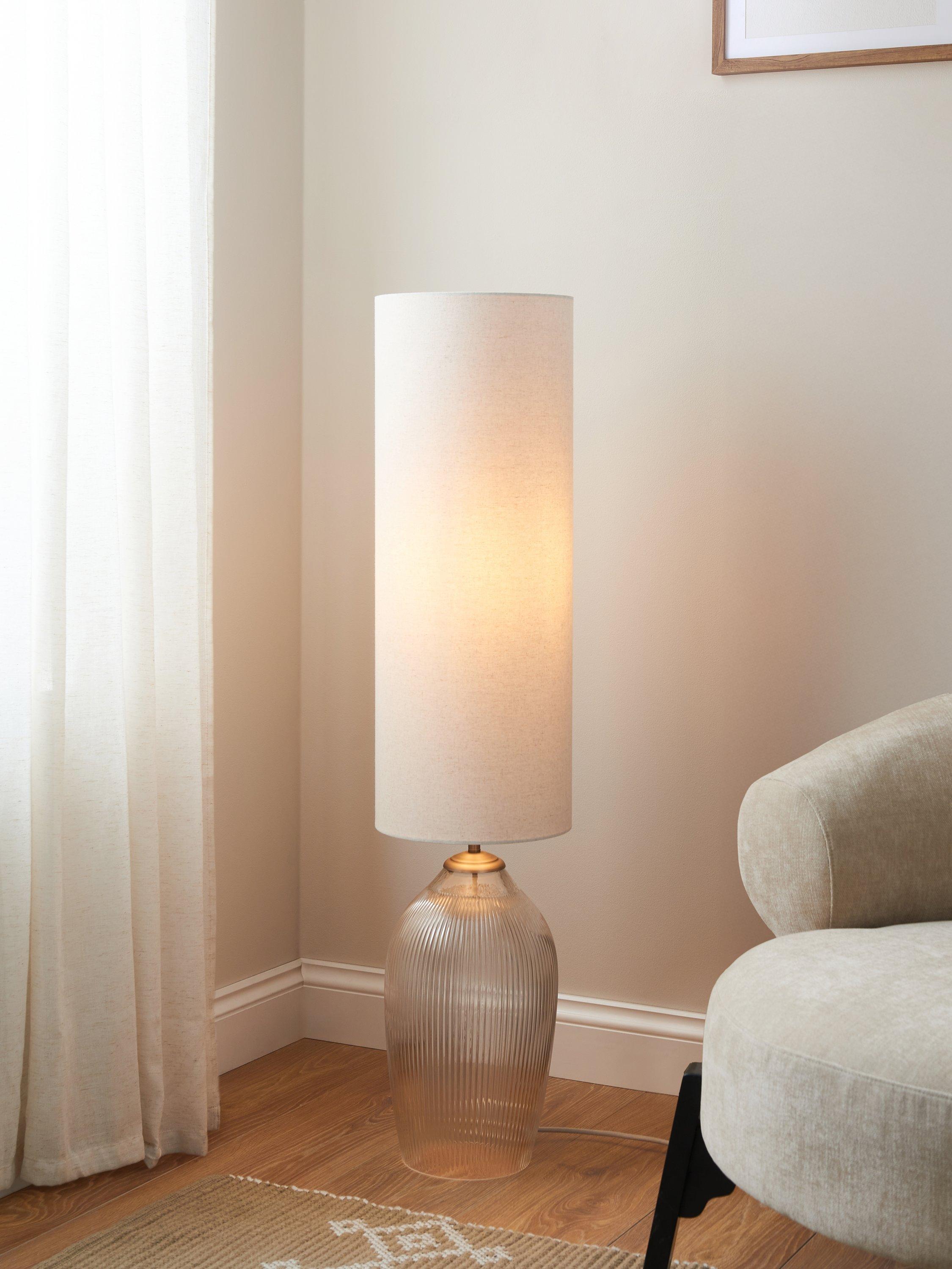 John Lewis Fulbrook ribbed glass floor lamp clear H111cm (British brand)