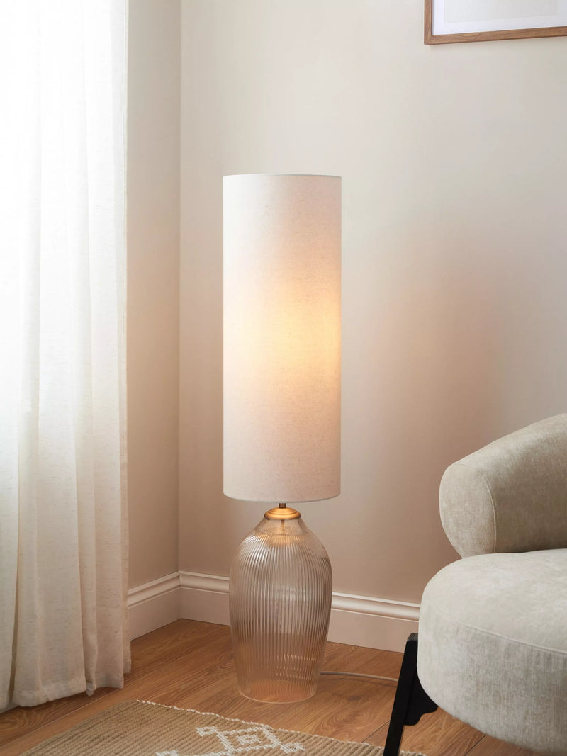 John Lewis Fulbrook ribbed glass floor lamp clear H111cm (British brand)