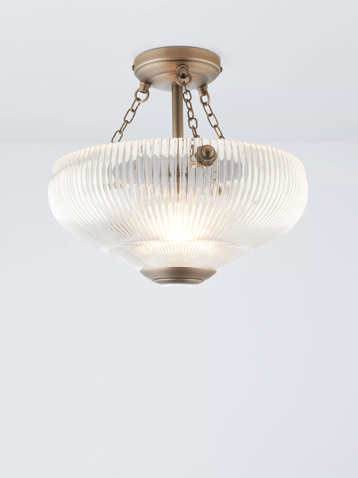 John Lewis Fulbrook ceiling light semi flush clear glass, imported from the UK
