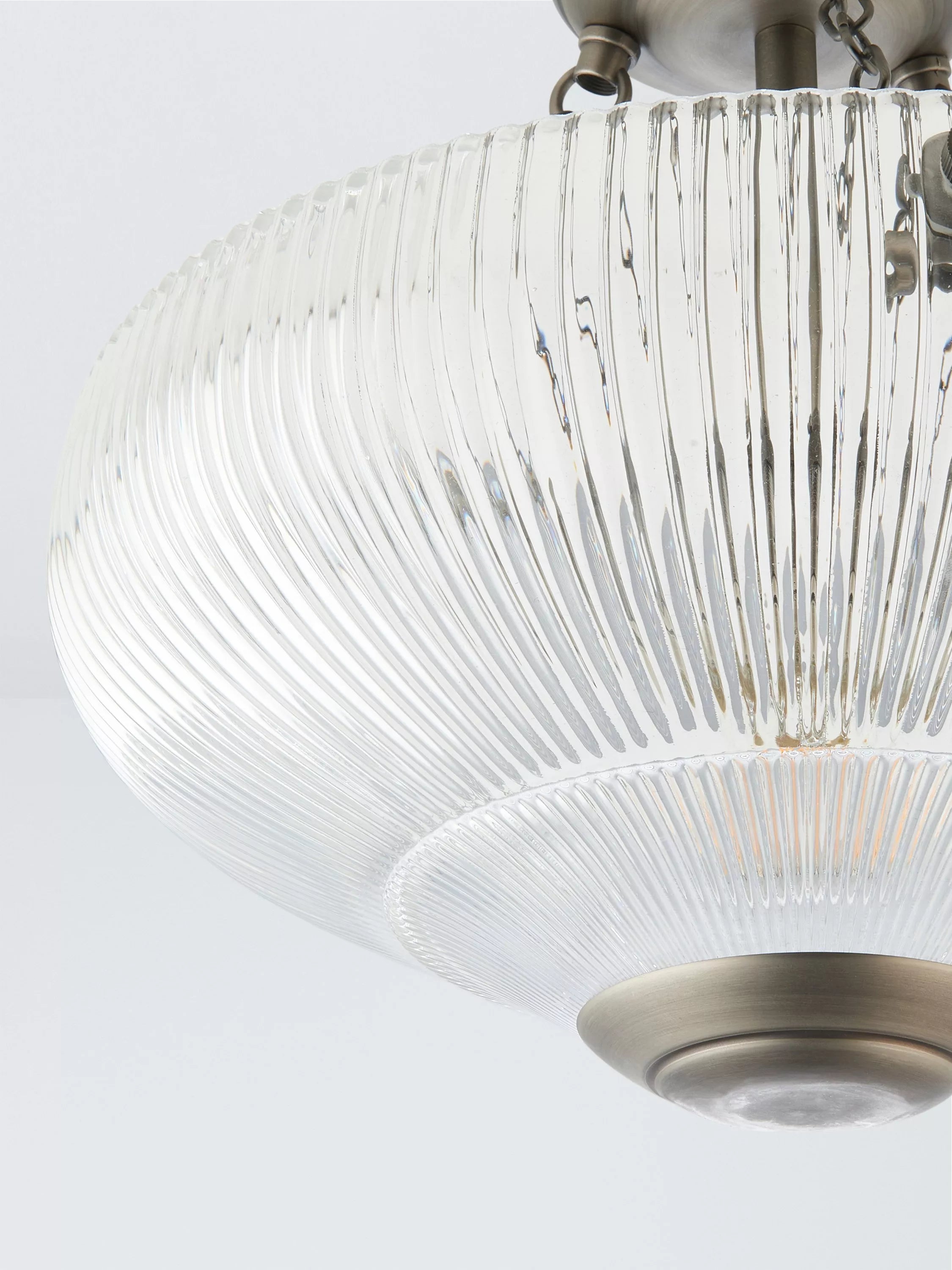 John Lewis Fulbrook ceiling light semi flush clear glass, imported from the UK
