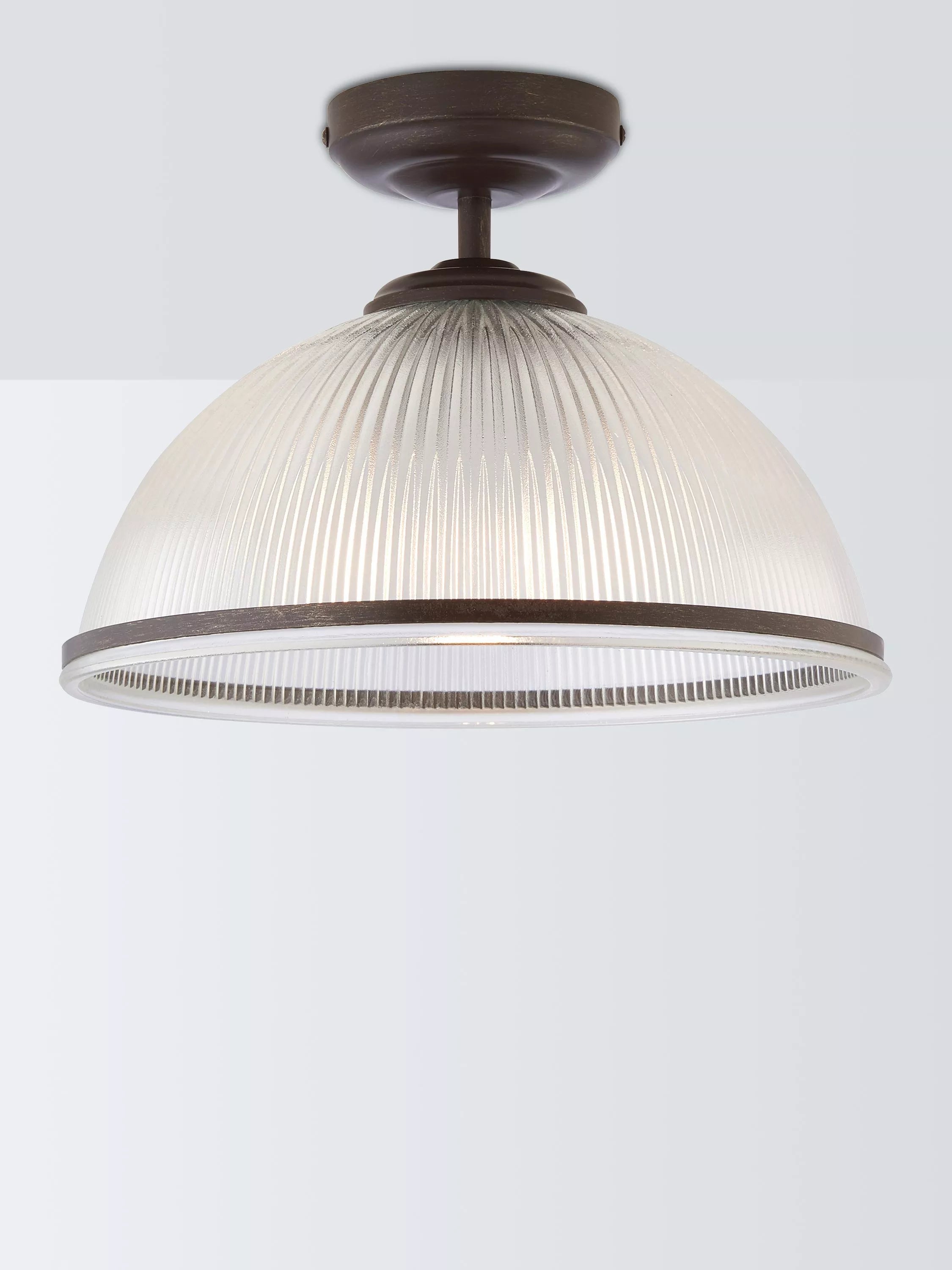 John Lewis Tristan ribbed glass semi flush ceiling light bronze, UK version