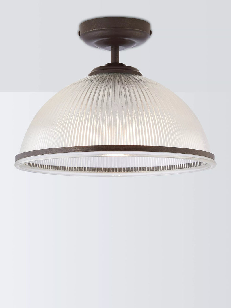 John Lewis Tristan ribbed glass semi flush ceiling light bronze, UK version
