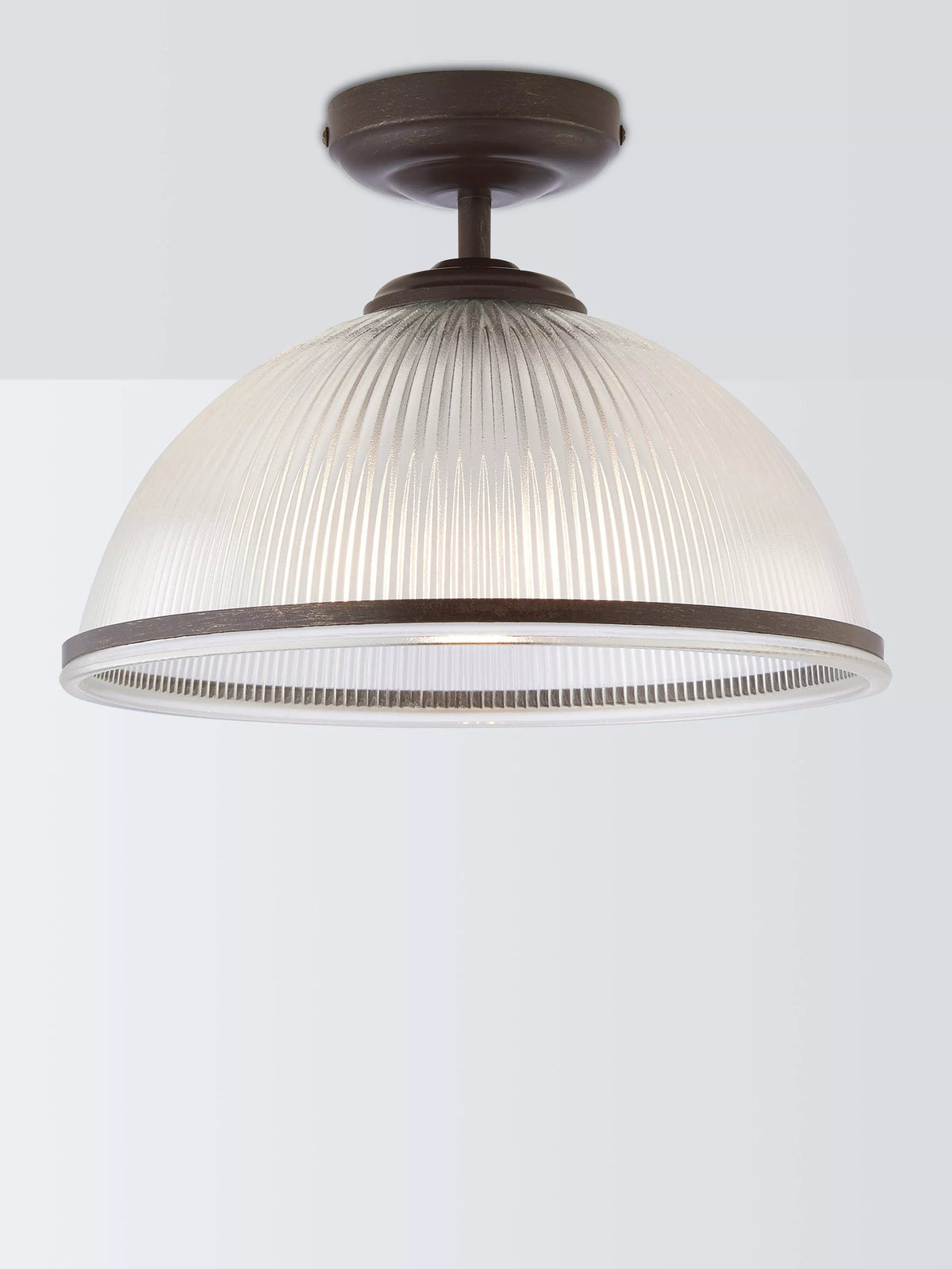 John Lewis Tristan ribbed glass semi flush ceiling light bronze, UK version